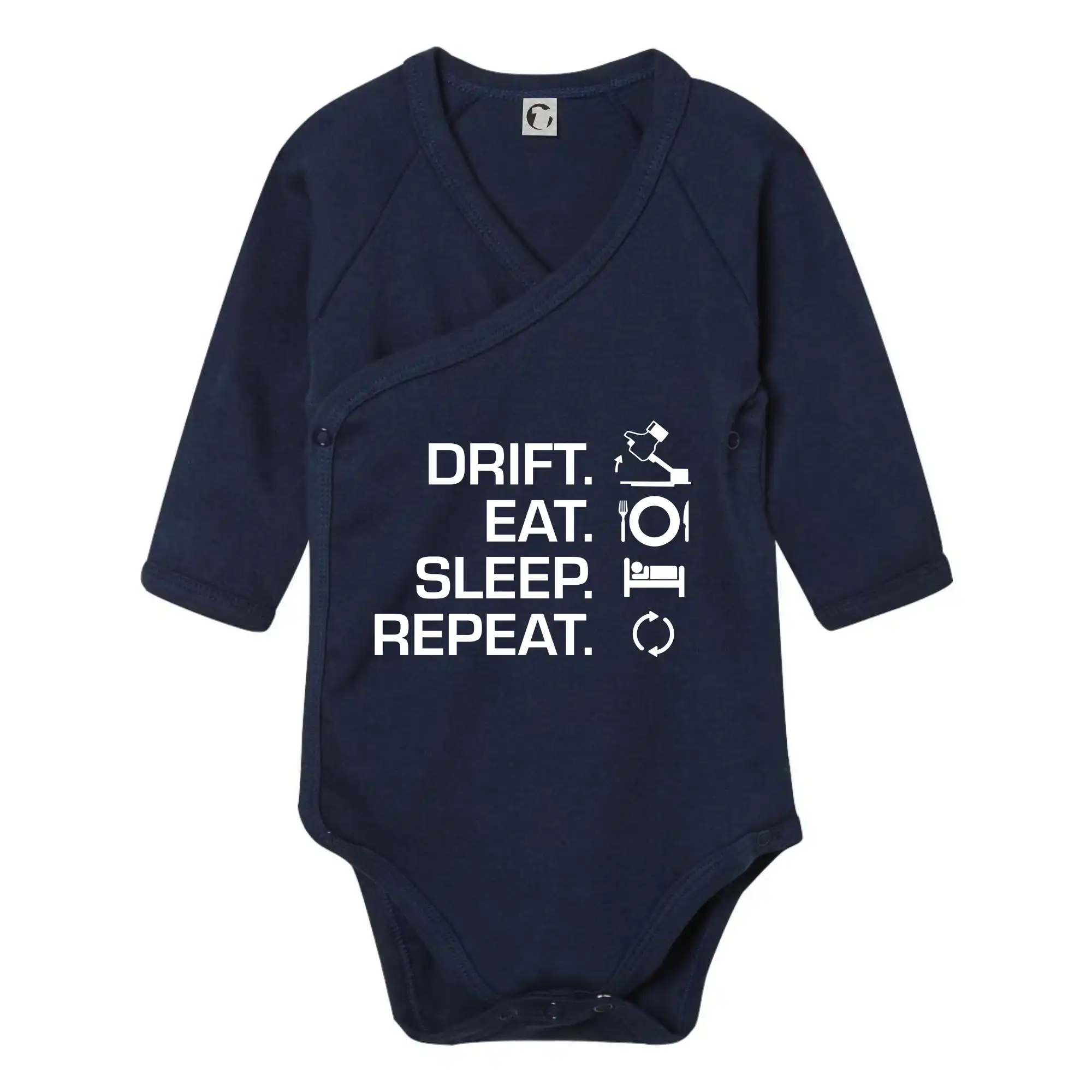 Auto tričká - Drift Eat Sleep Repeat - Body zavinovacie s dlhým rukávom