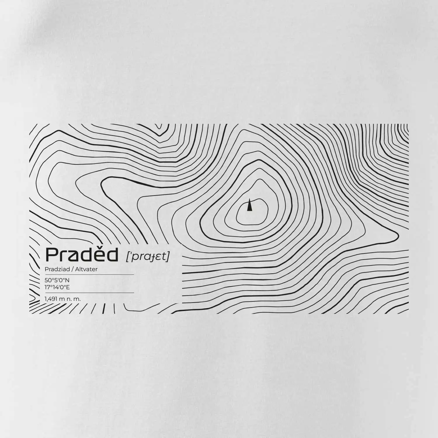 Praděd - vrstevnice v obdĺžniku