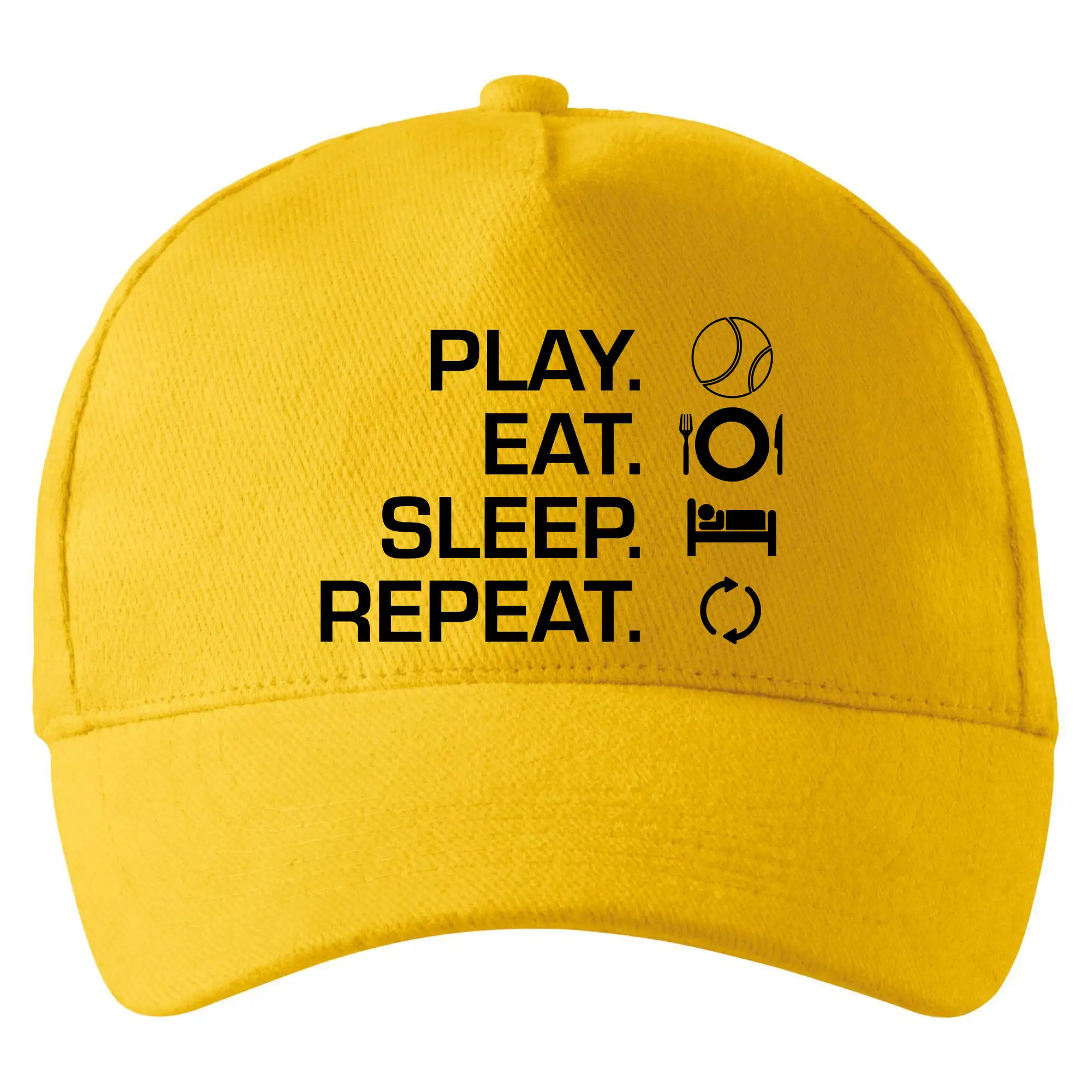 Tričká na tenis - Play Eat Sleep Repeat tenis - Šiltovka so zahnutým šiltom a mosaznou sponou