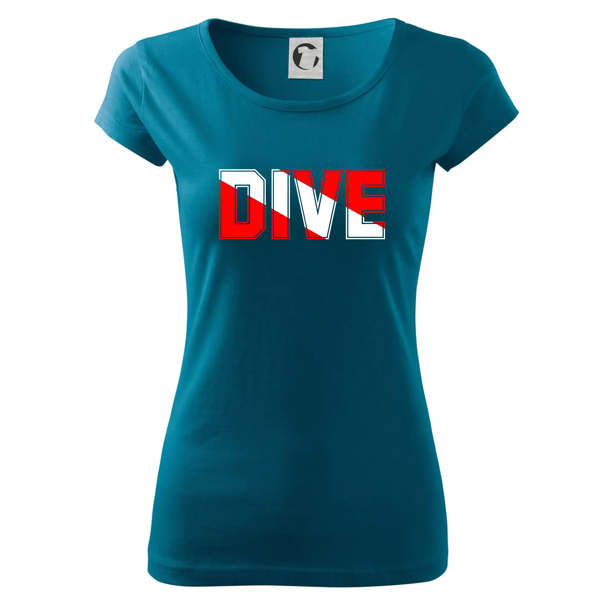 Potápačské tričká - Dive nápis vlajka - Dámske tričko Pure