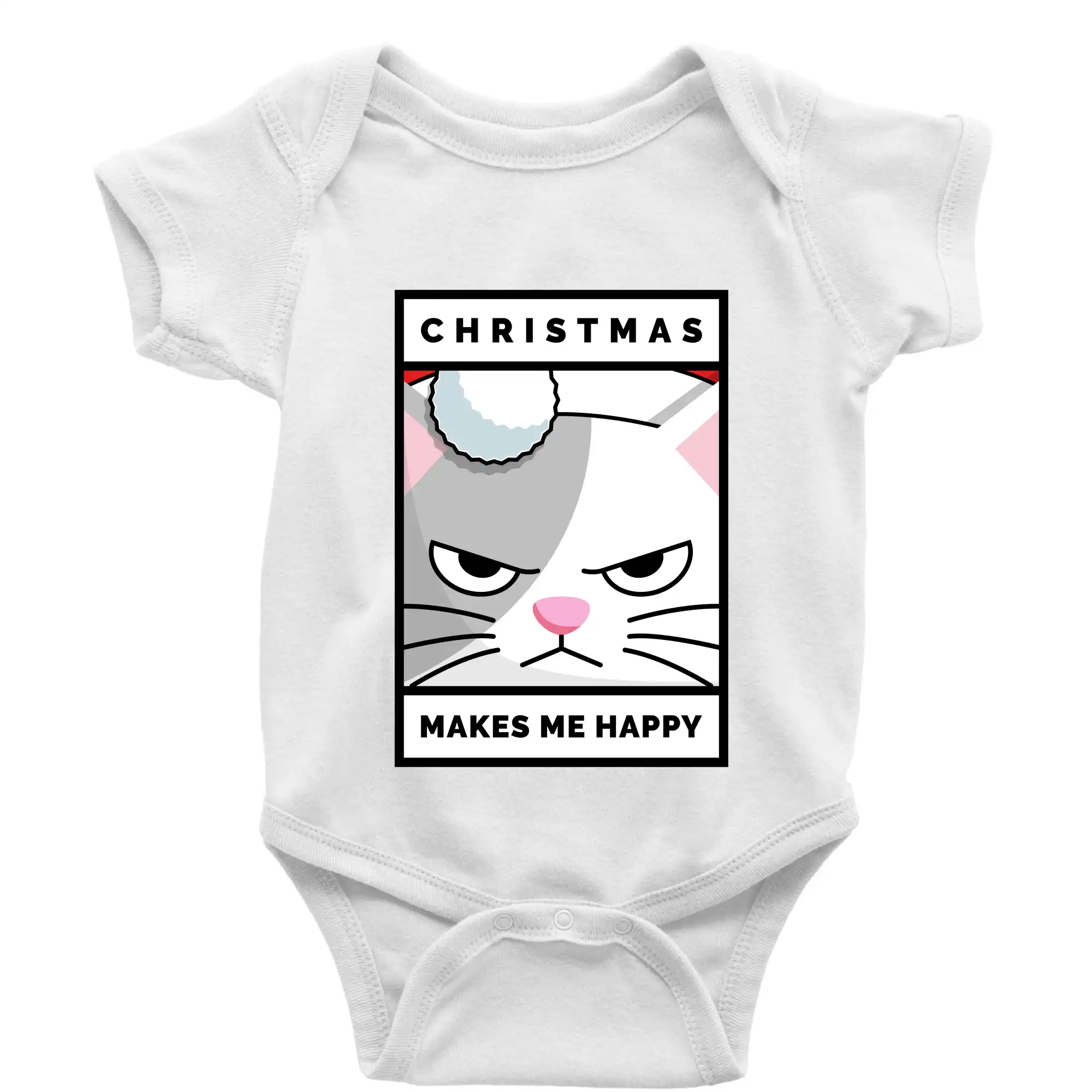 Vianočné tričká - Christmas makes me happy - Body dojčenské s krátkym rukávom