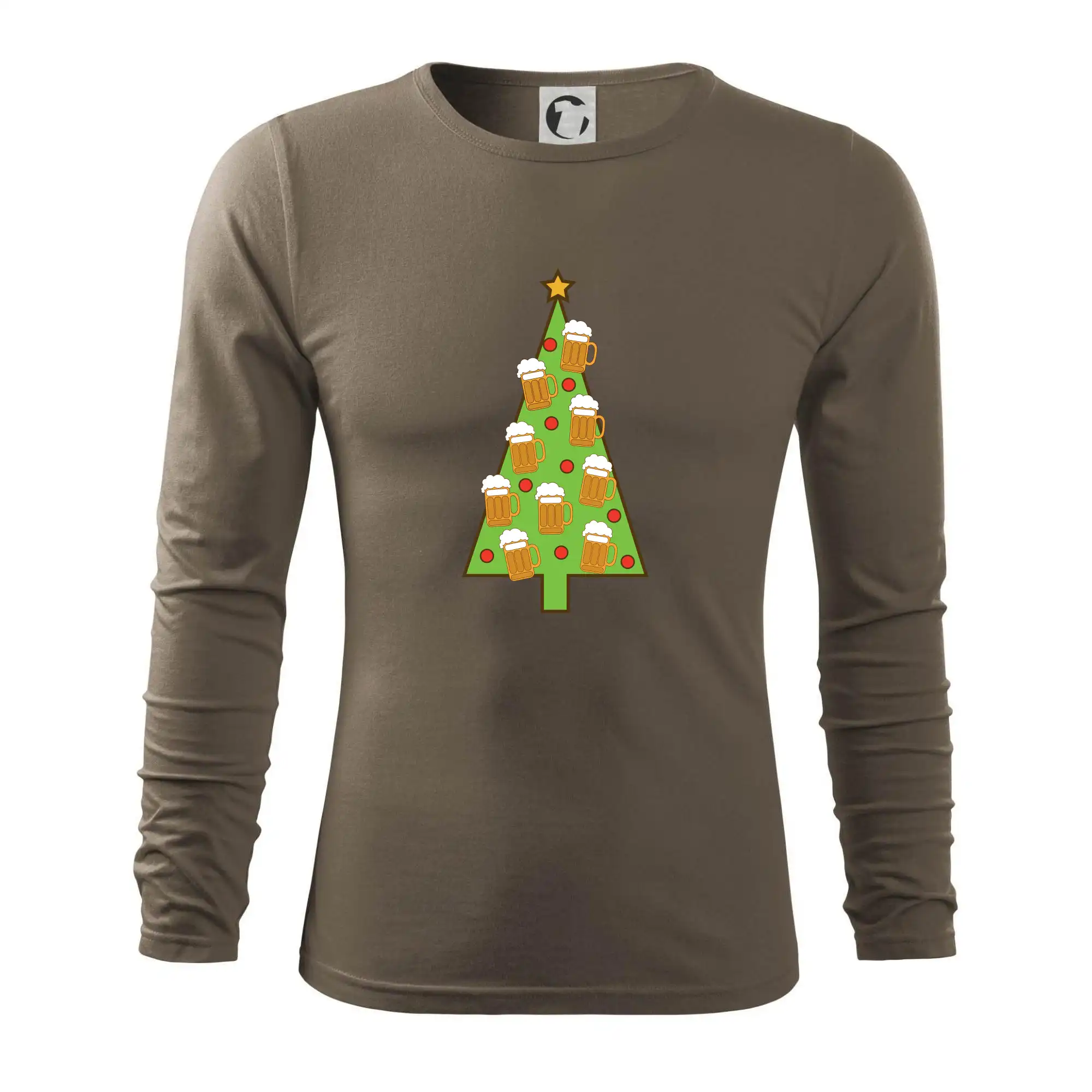 Vianočné tričká - Nepotrebujem nič viac - strom a pivo (Pecka design) - Tričko s dlhým rukávom FIT-T long sleeve