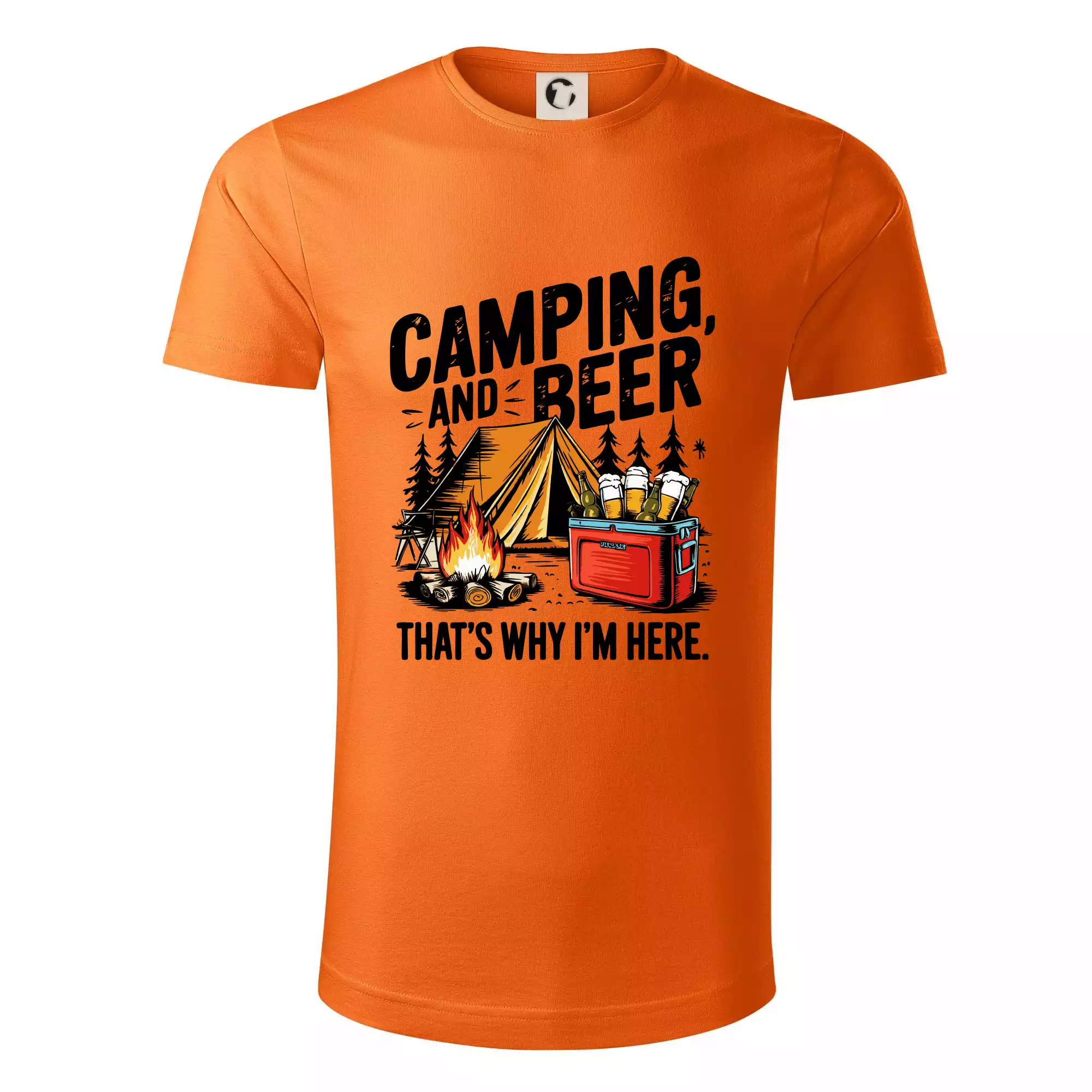 Černý nápis nápis Camping and beer