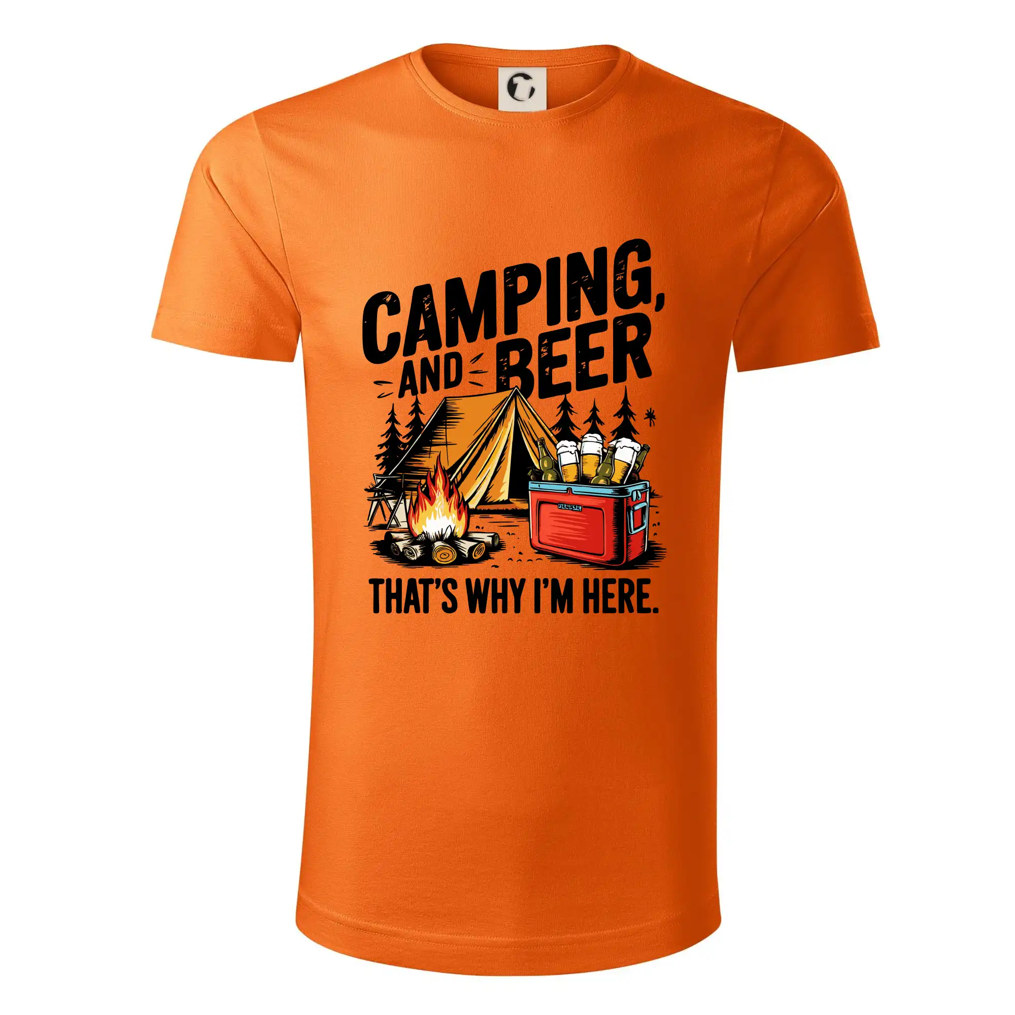 Vtipná tričká pre pivárov - Černý nápis nápis Camping and beer - Tričko z organickej bavlny