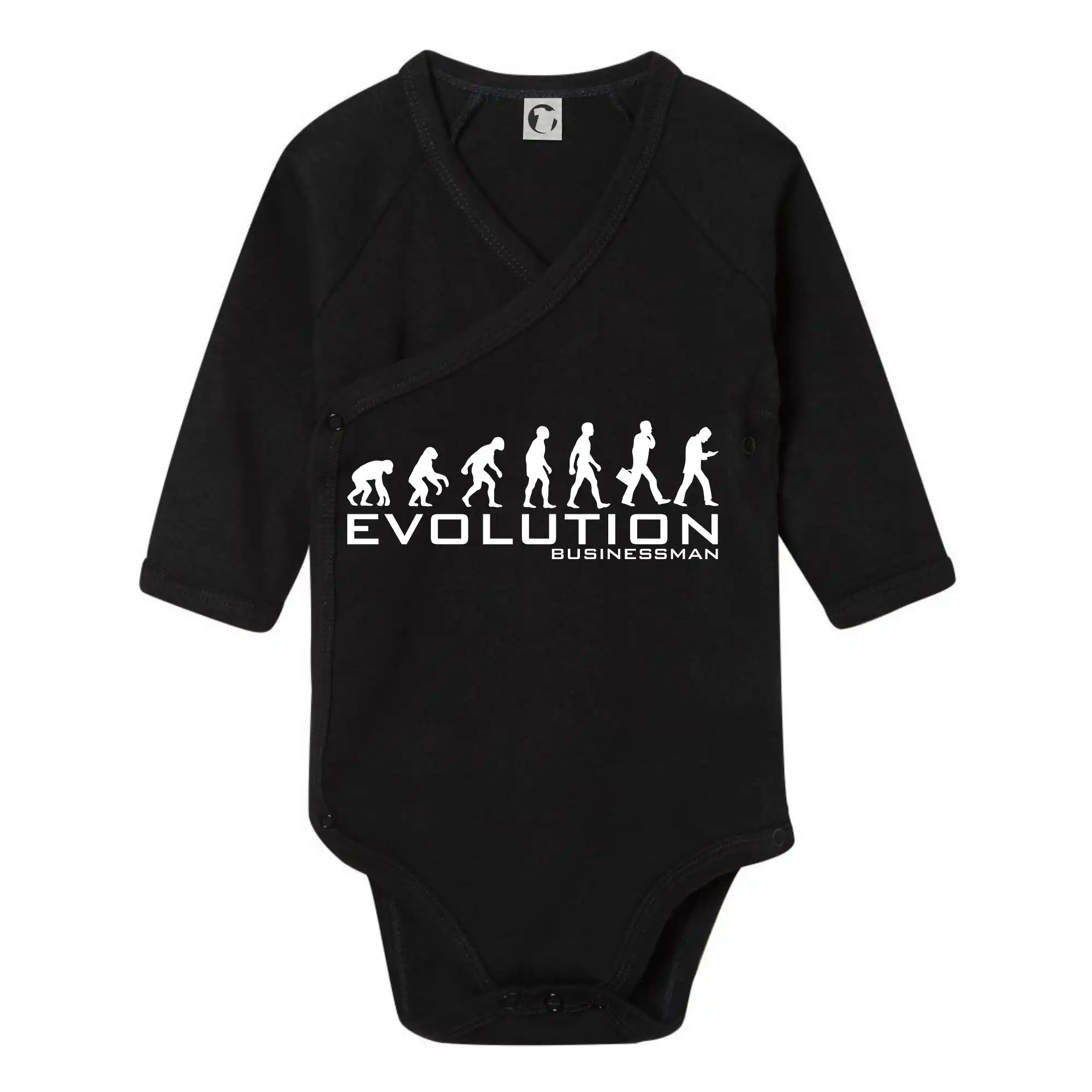 Tričká s potlačou evolúcia - Evolúcia Businessman - Body zavinovacie s dlhým rukávom