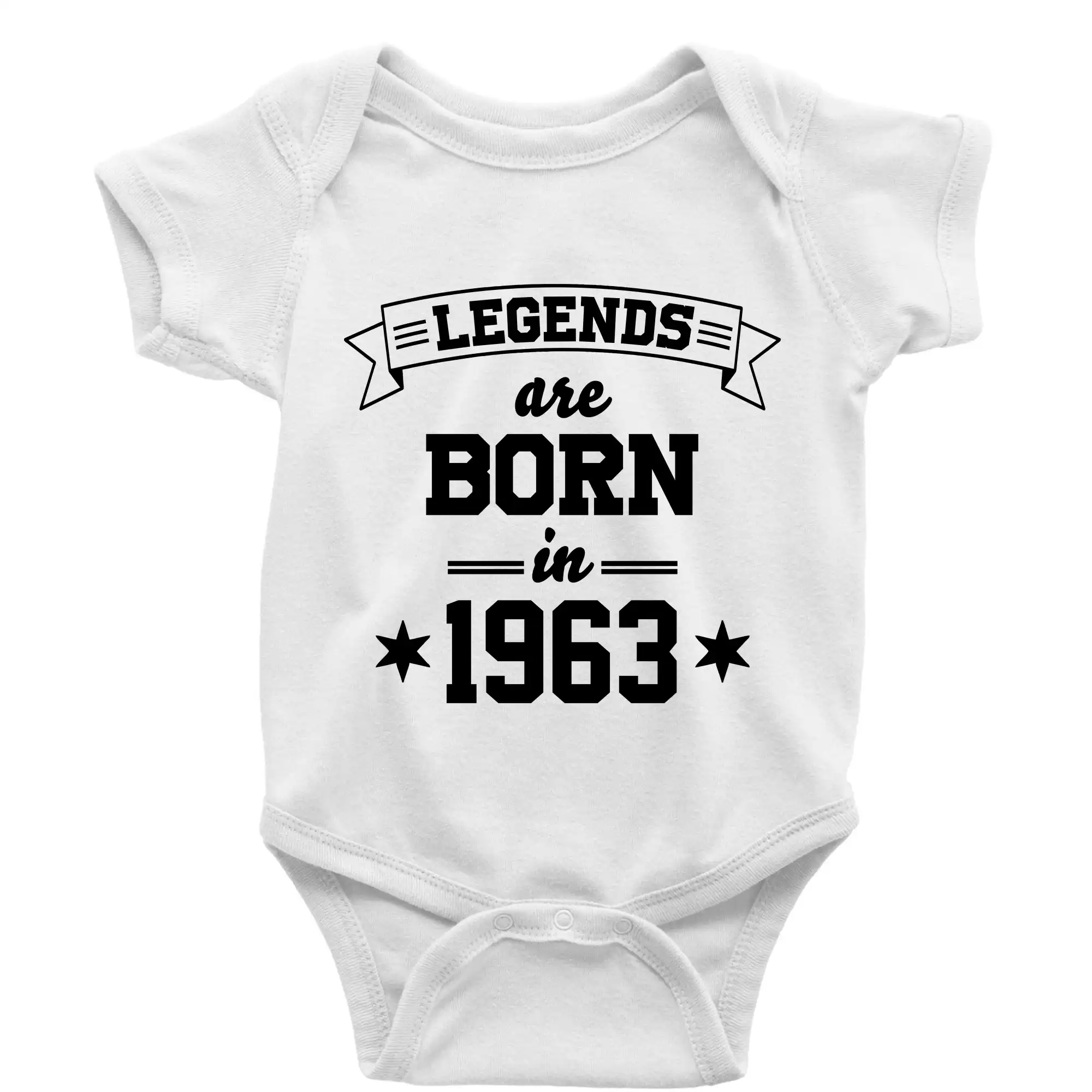 Tričká k narodeninám - Legends are born in 1963 - Body dojčenské s krátkym rukávom