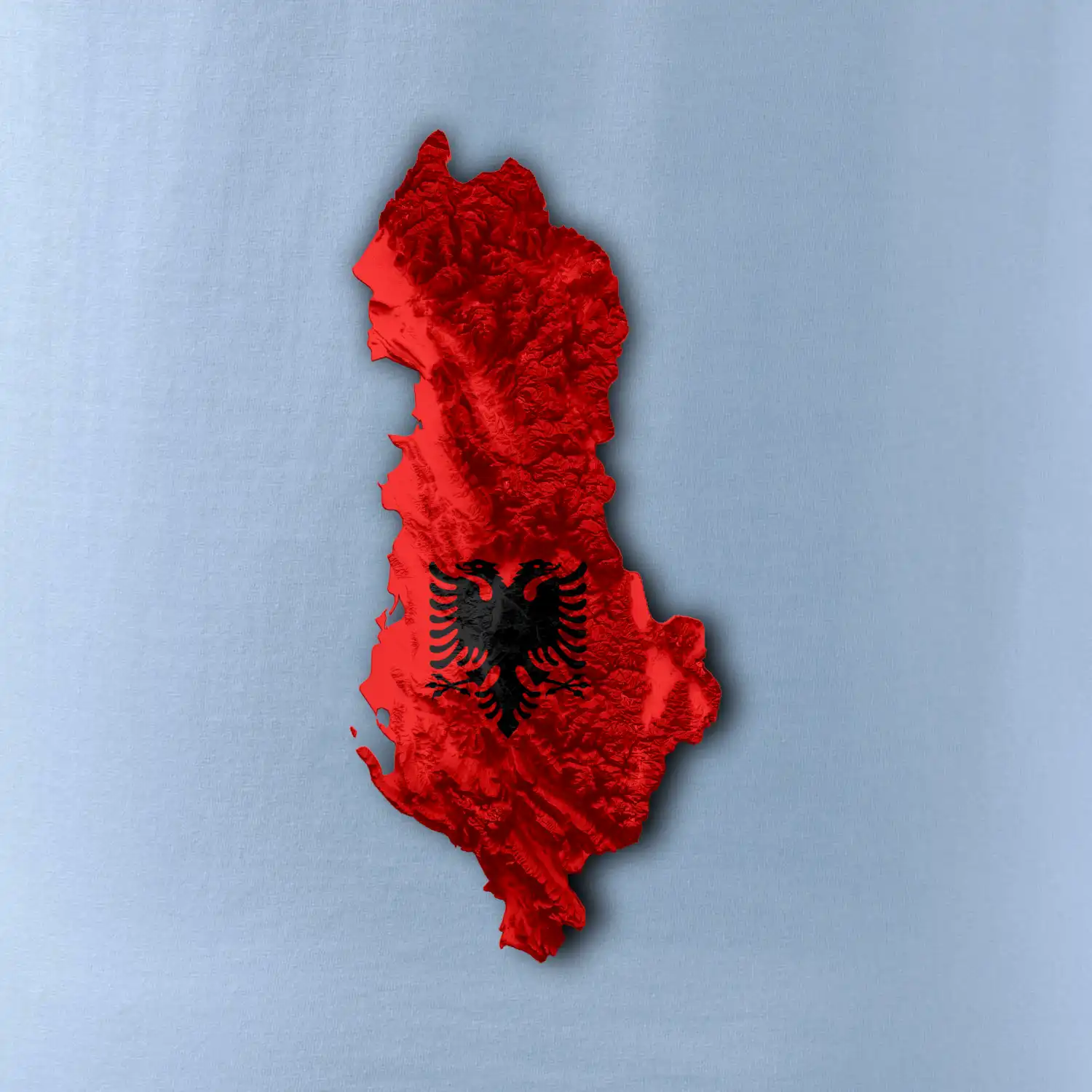 Mapa Albánie reliéf hor