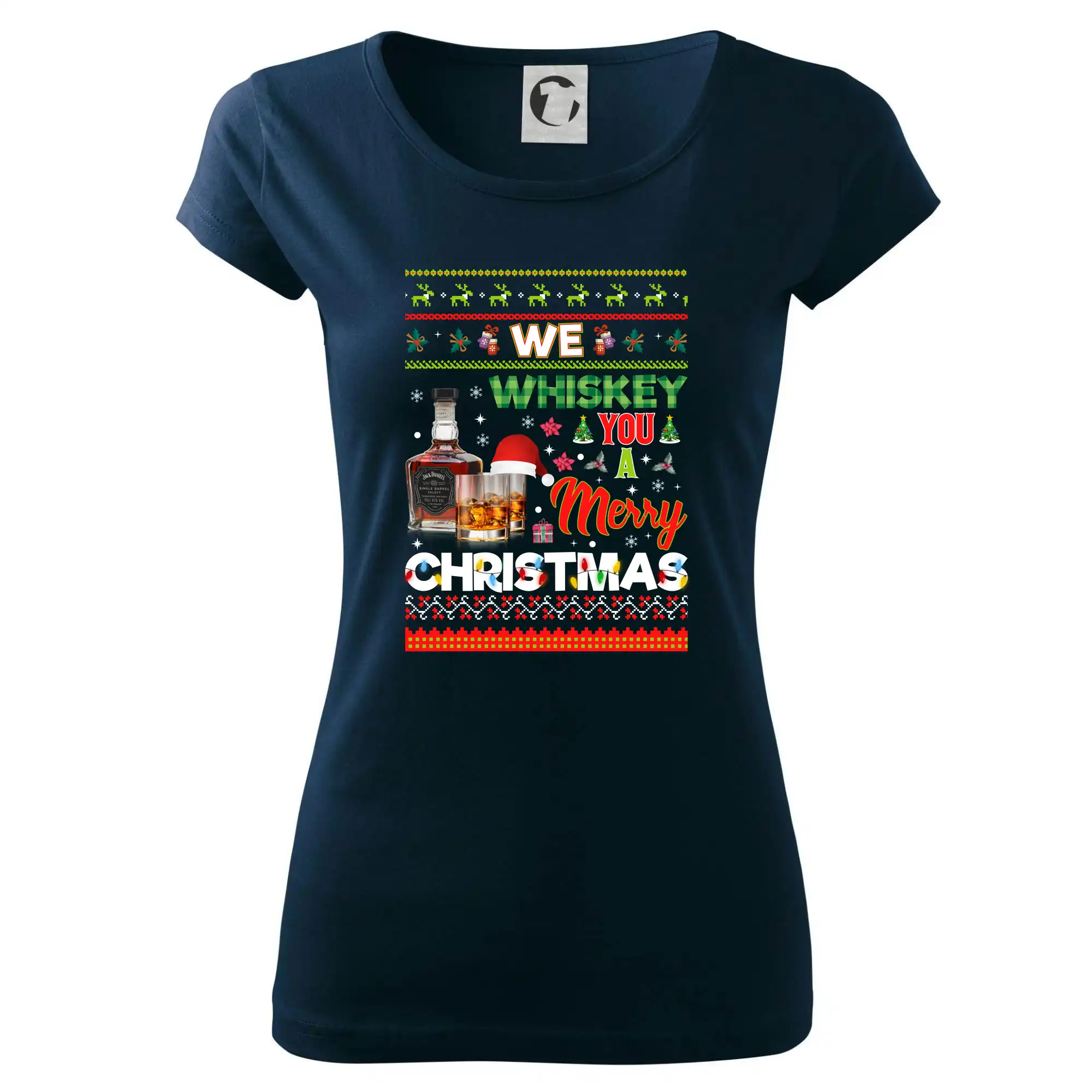 Vianočné tričká - We Whiskey you a Merry Christmas - Dámske tričko Pure