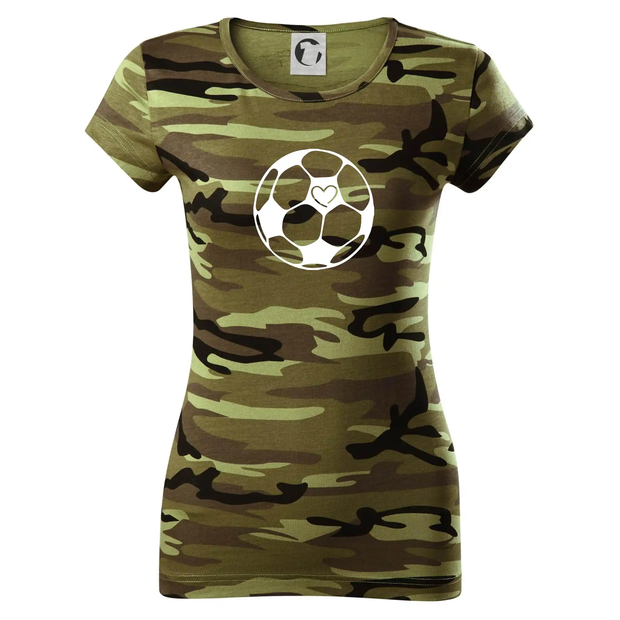 Tričká pre futbalistov - I love futbal lopta - Dámske maskáčové tričko