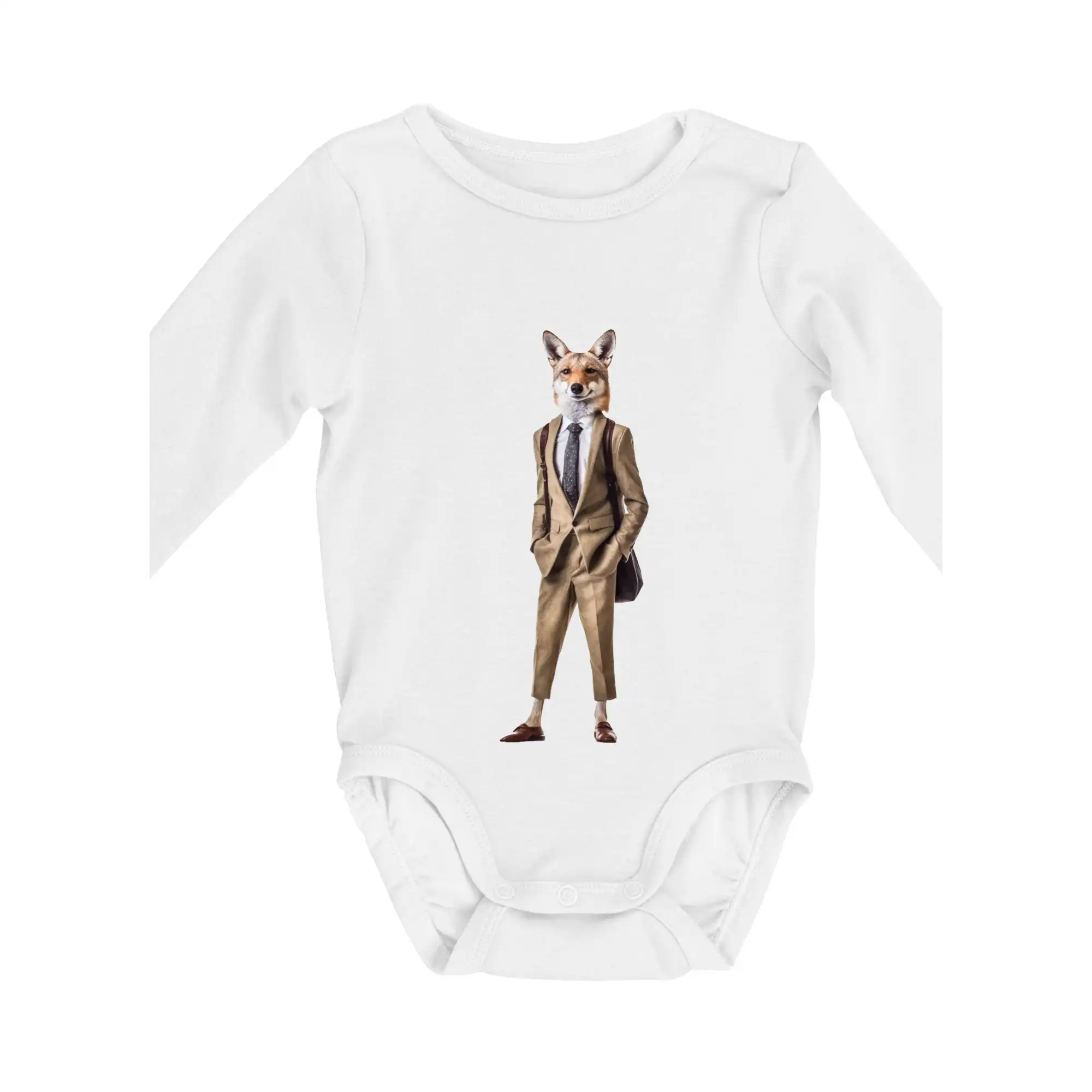Tričká so zvieratami - Vlk elegán - Body dojčenské s dlhým rukávom