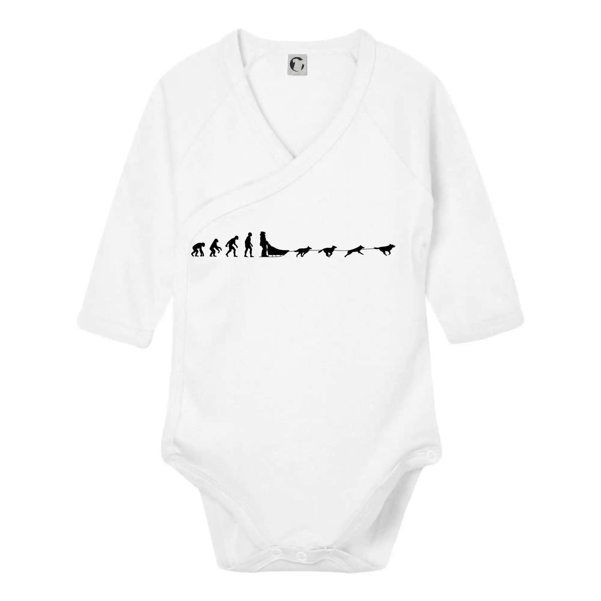 Tričká s potlačou evolúcia - Evolúcia psie záprahy - Body zavinovacie s dlhým rukávom