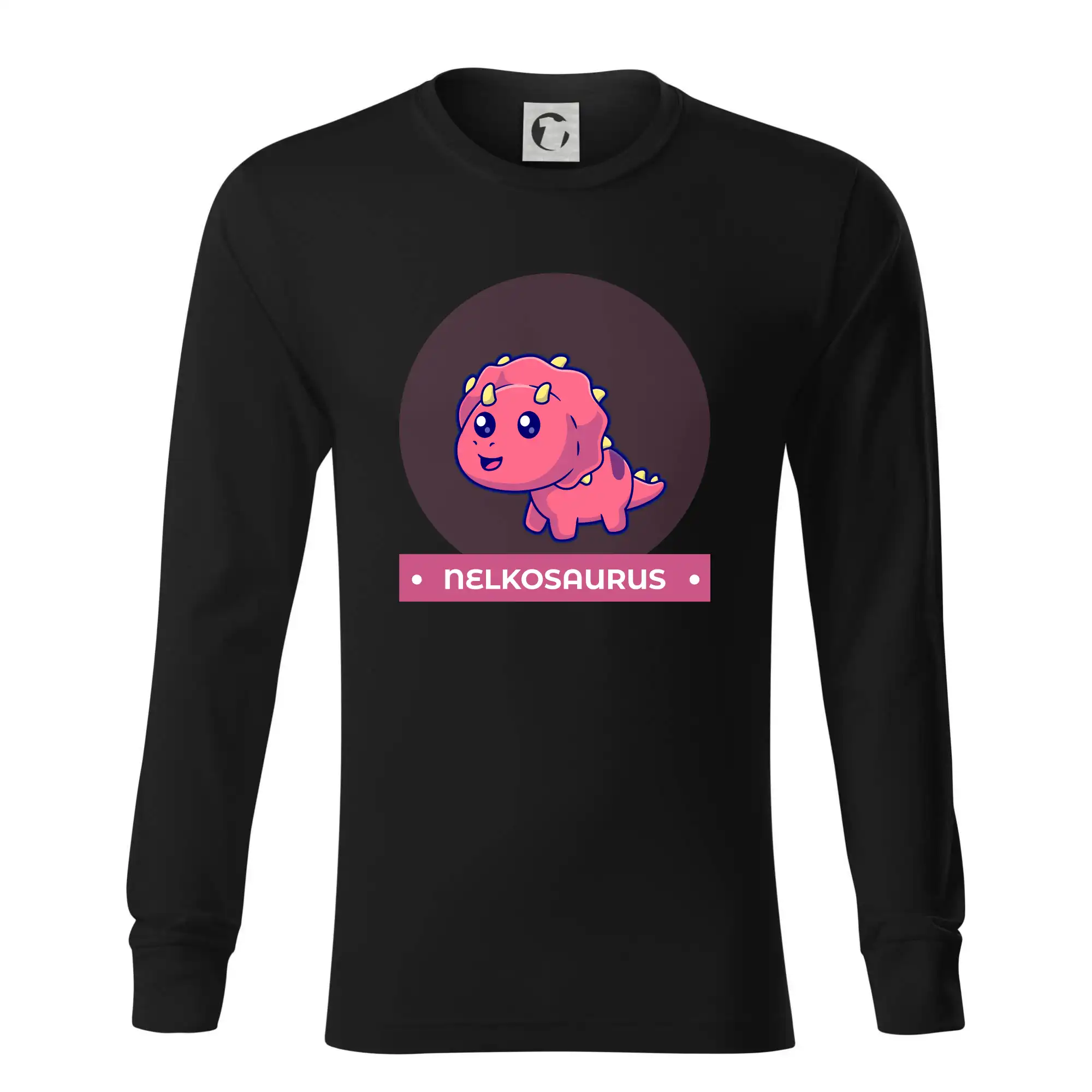 Detské tričká, mikiny a body s originálnymi potlačami | Veselé motívy pre chlapcov aj dievčatá - Dinosaurie mená - růžový dinosaurus - Tričko s dlhým rukávom LS R05