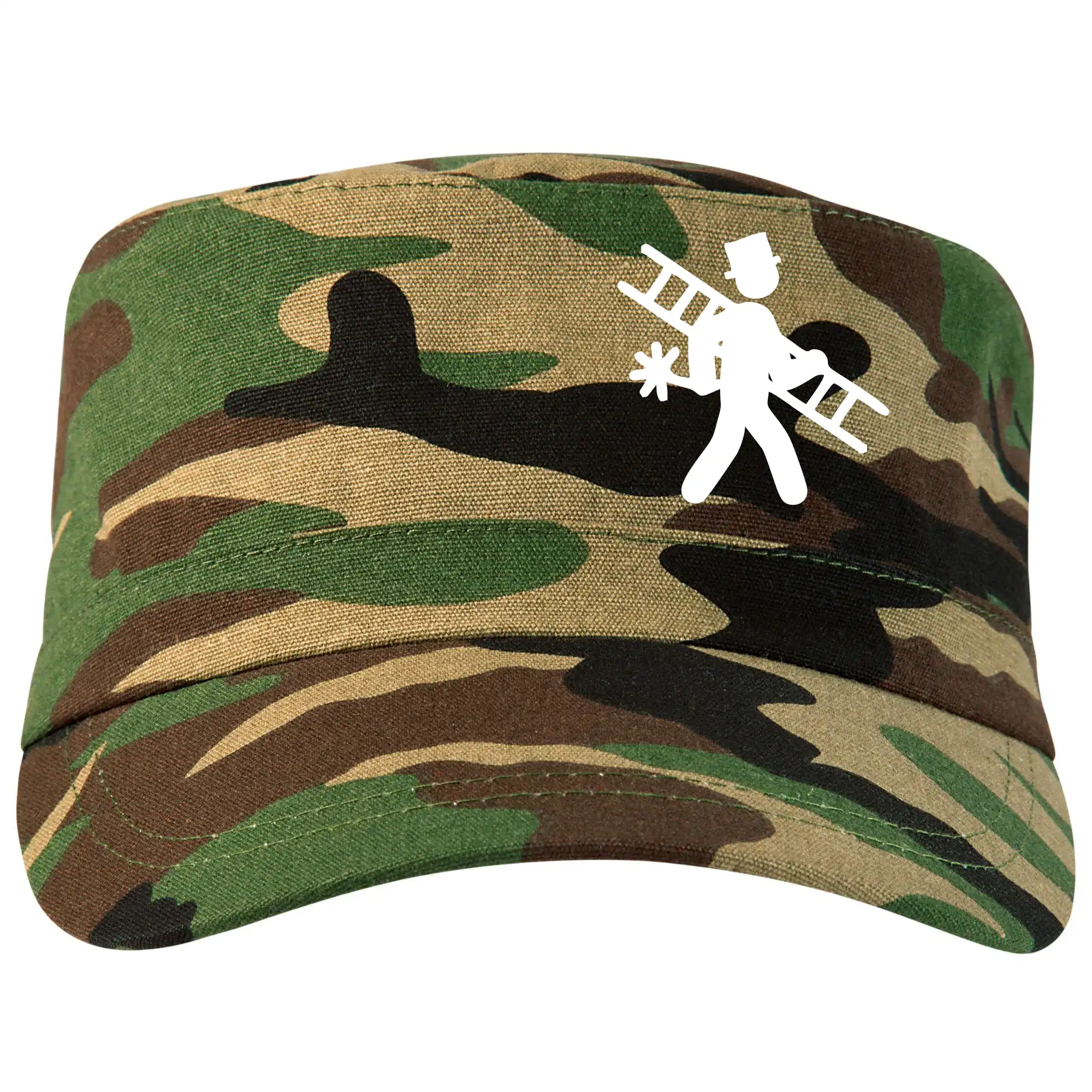 Vtipné tričká do práce - Kominík logo + nápis na zádech - Šiltovka CAMO