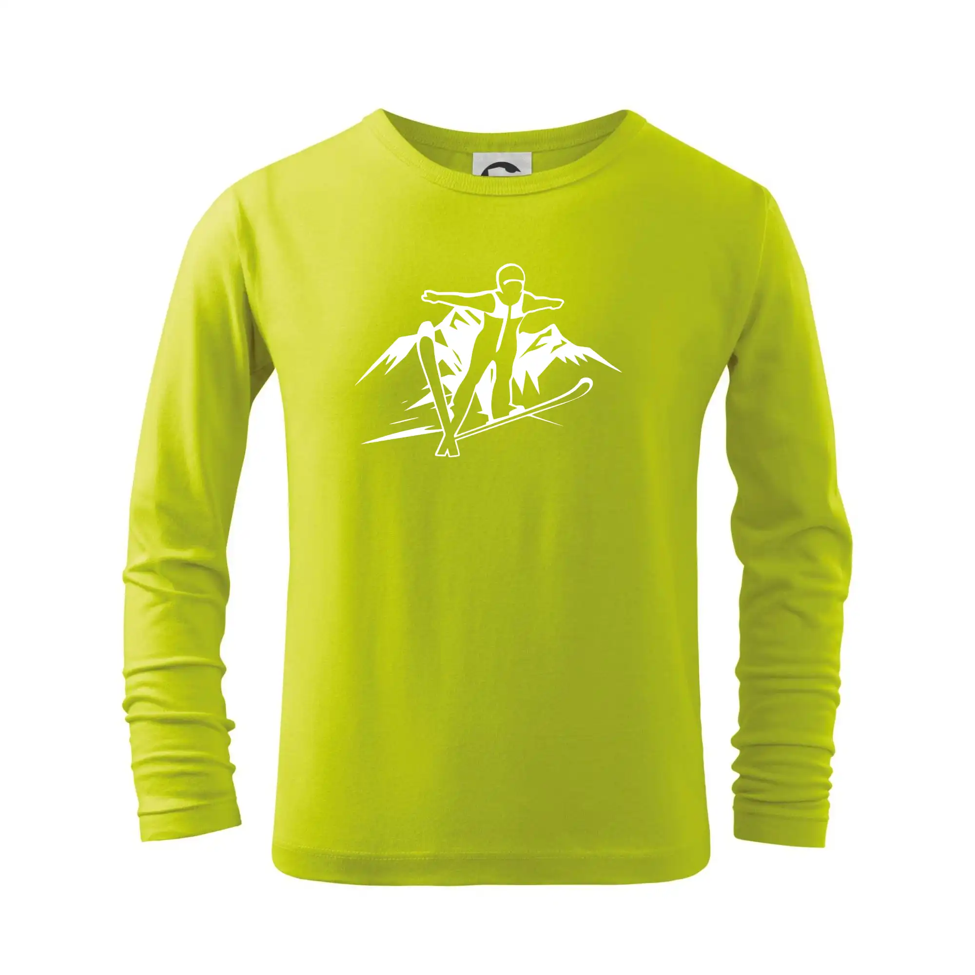 Lyže a Snowboard - Letiaci skokan biely - Tričko detské Long Sleeve