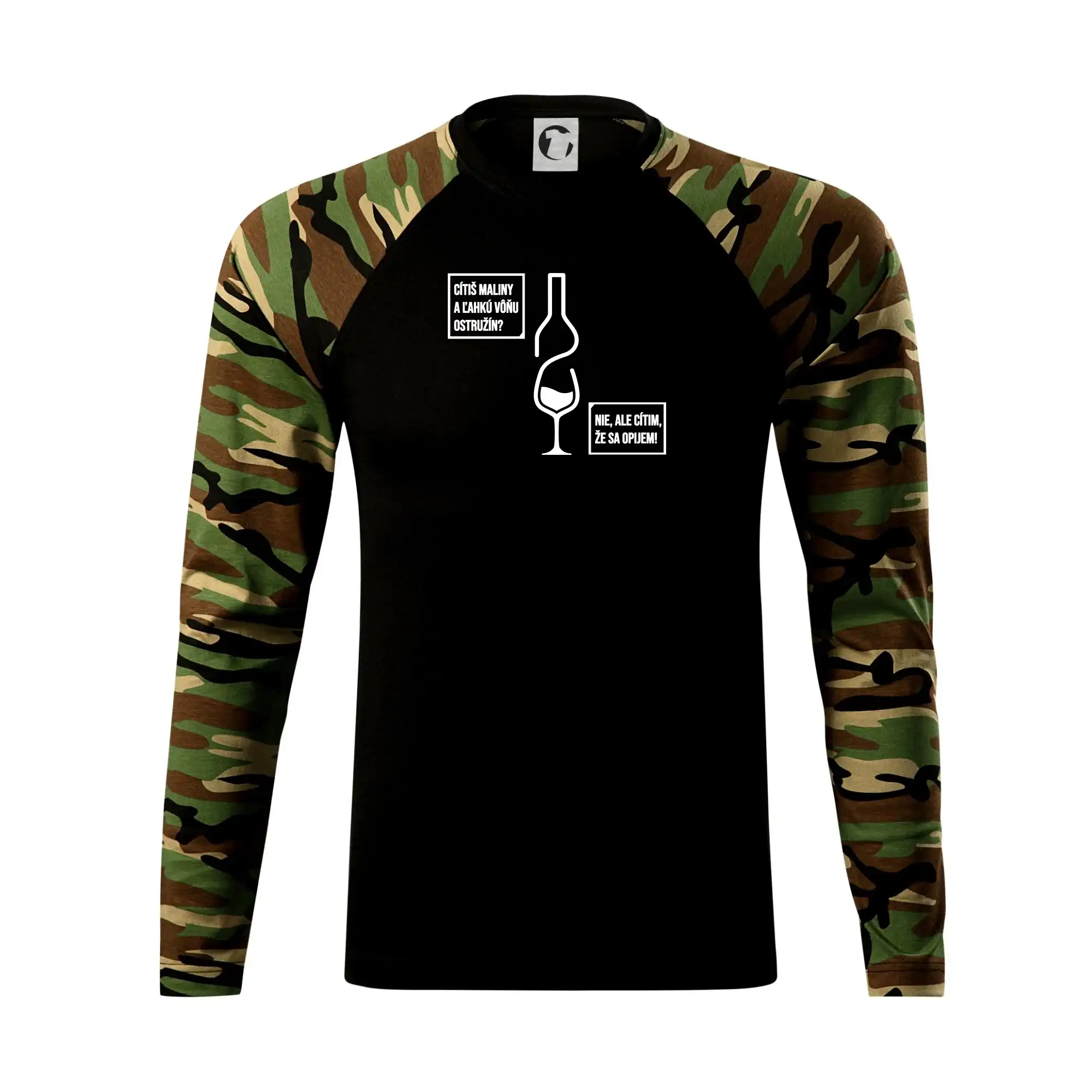 Vtipná tričká s tematikou vína - Cítim, že sa opijem! - Camouflage LS