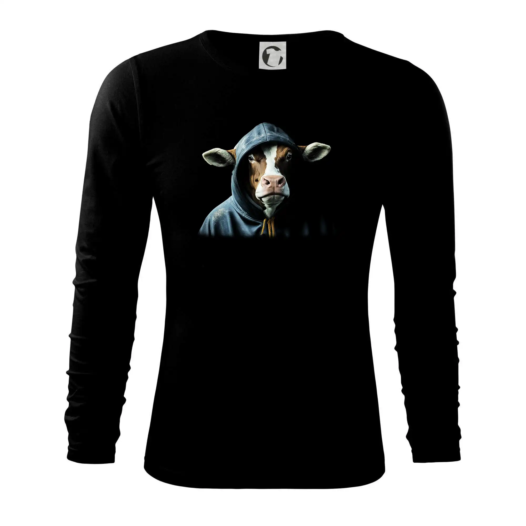 Tričká s kravou - Kráva v mikině - Tričko s dlhým rukávom FIT-T long sleeve