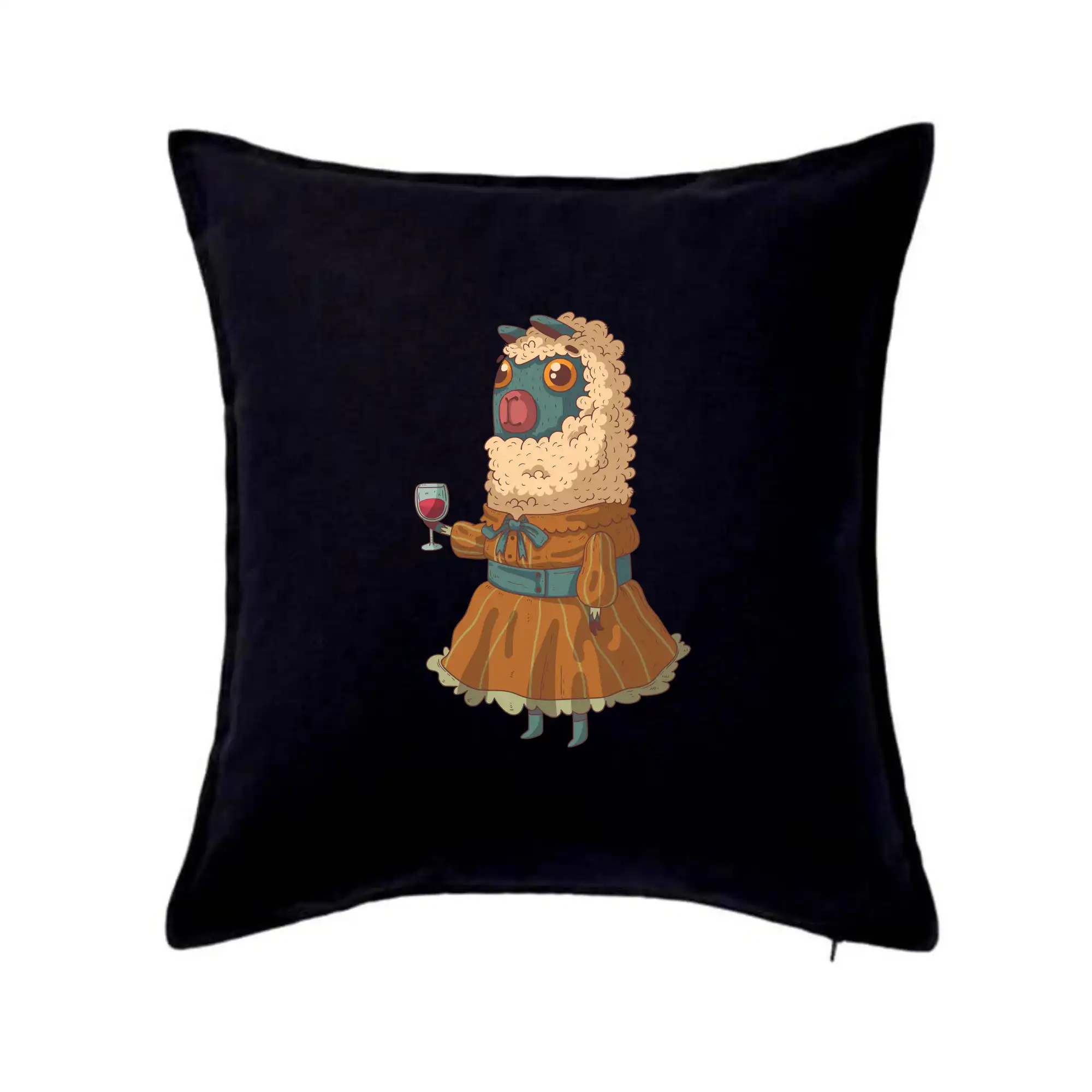 Alpaka s vínem žena