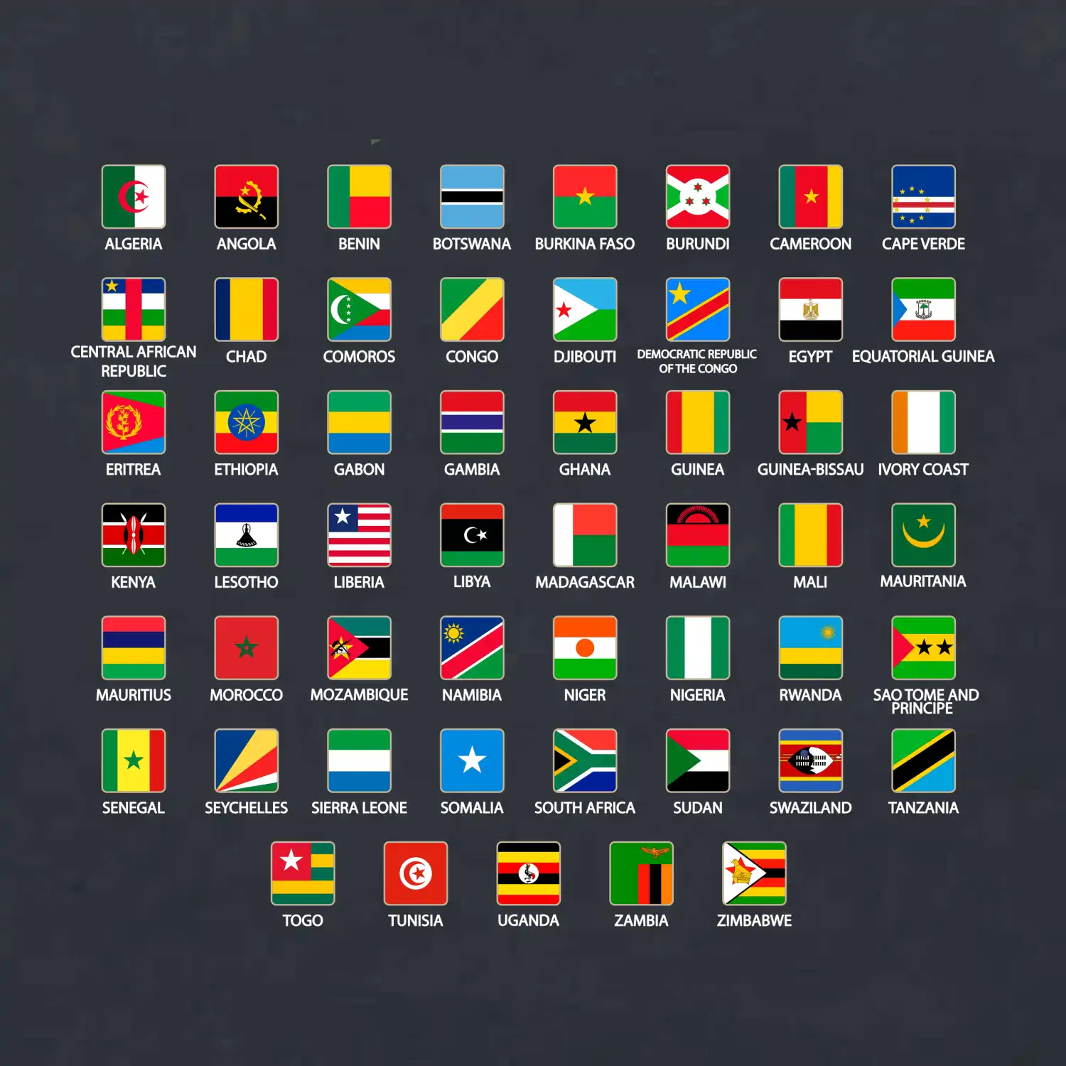 Vlajky států - Afrika