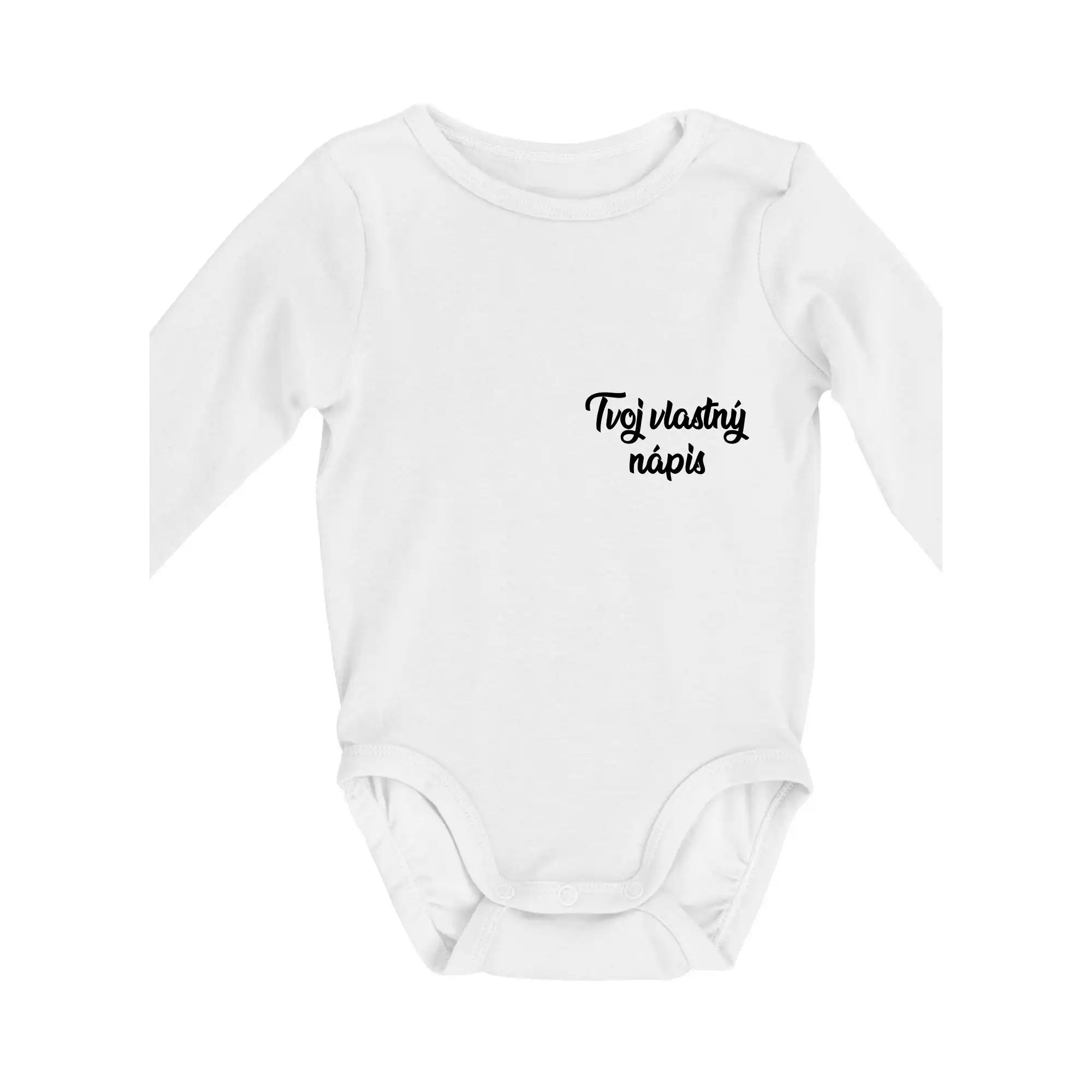 MyShirt tričká - Tvoj vlastný nápis písací - na prsníku - Body dojčenské s dlhým rukávom