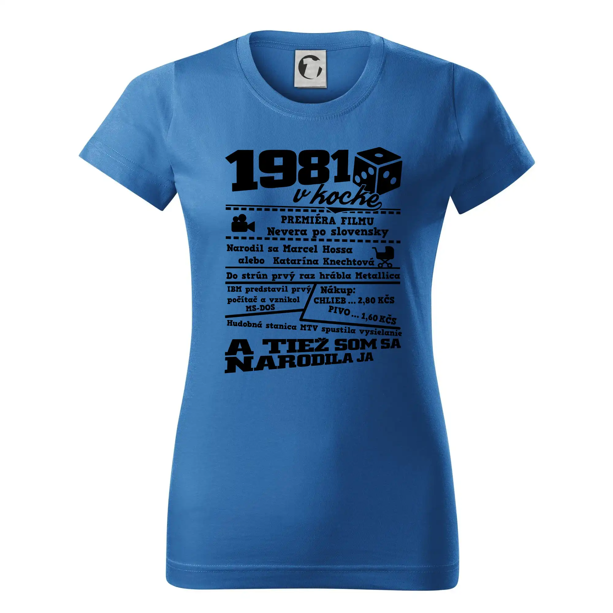 Trička s ročníkom 1981 - 1981 v kocke - Dámske tričko basic - ľahko voľnejšie a dlhšie