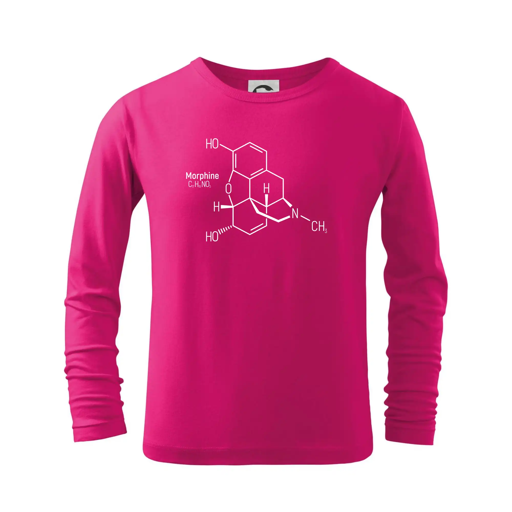 Vtipné tričká pre Chemiky - Molekulárna štruktúra Morfín - Tričko detské Long Sleeve