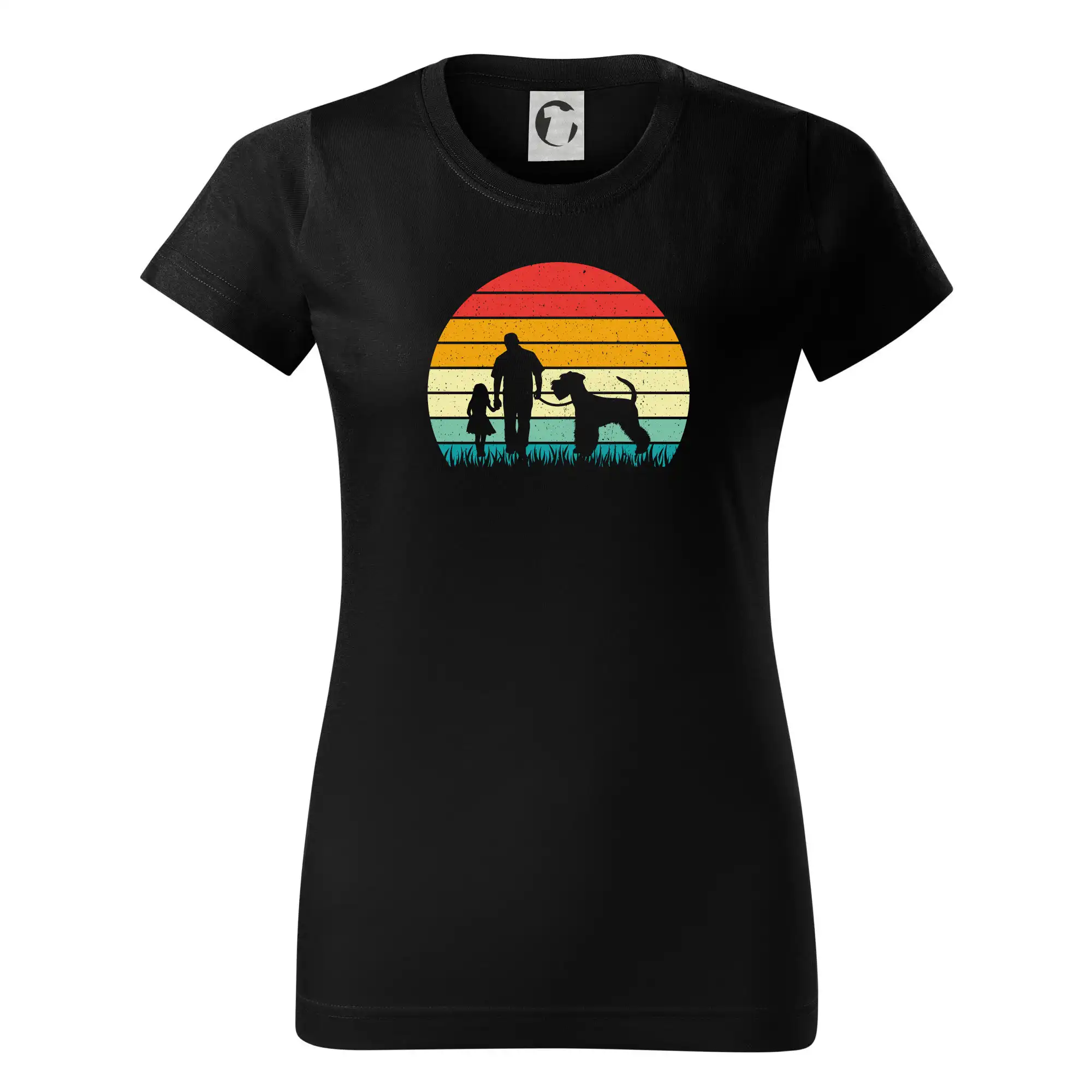Ostatné psie plemená - Bradáč a otec s dcérou - Dámske tričko basic - ľahko voľnejšie a dlhšie