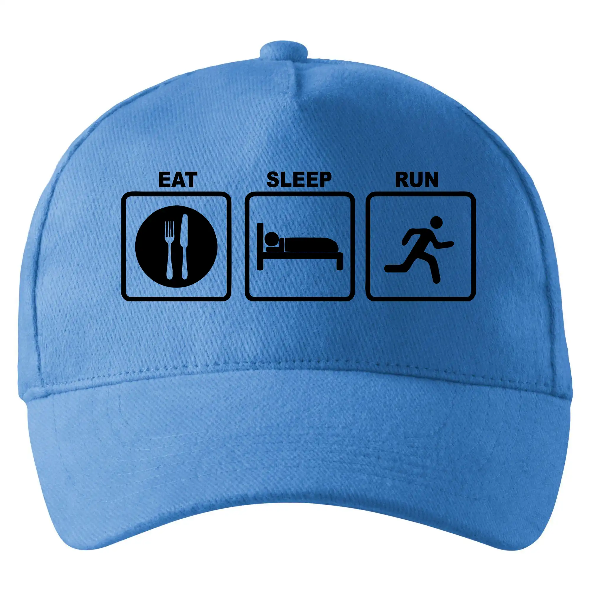 Eat sleep repeat - Eat sleep run štvorce - Šiltovka so zahnutým šiltom a mosaznou sponou