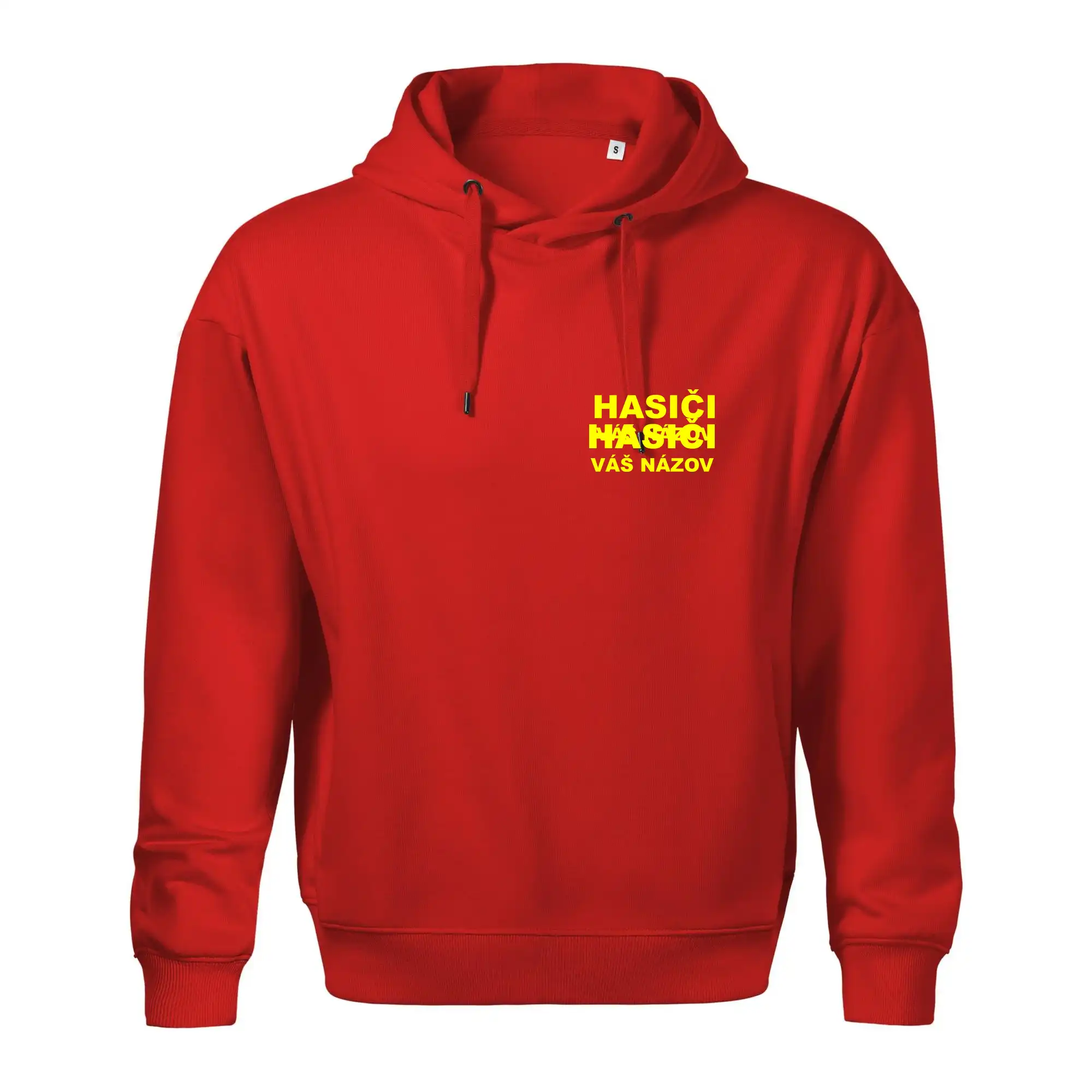 Originálne tričká pre hasičov - Hasiči - žltý nápis - váš názov zboru - Oversized mikina pánska Moon - kratšia + širšia