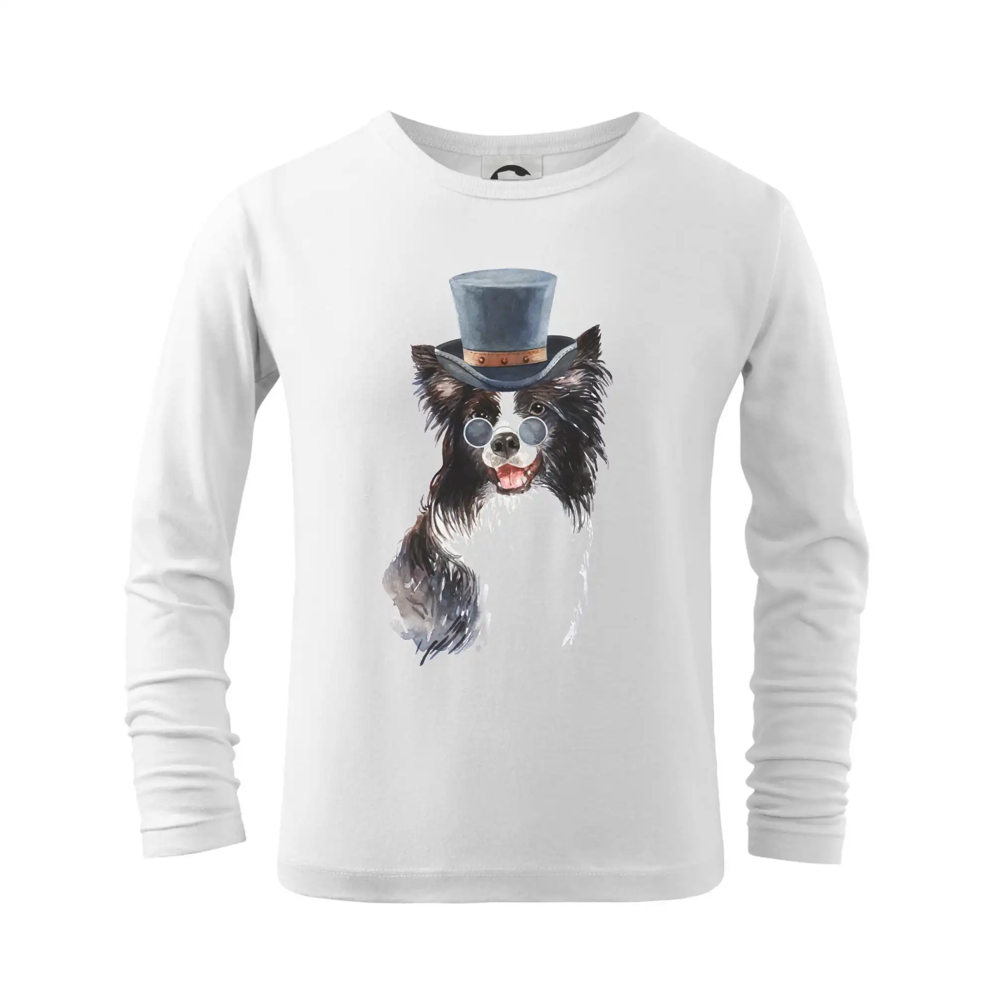 Border kólia na tričku - Border kólia v klobúku - Tričko detské Long Sleeve