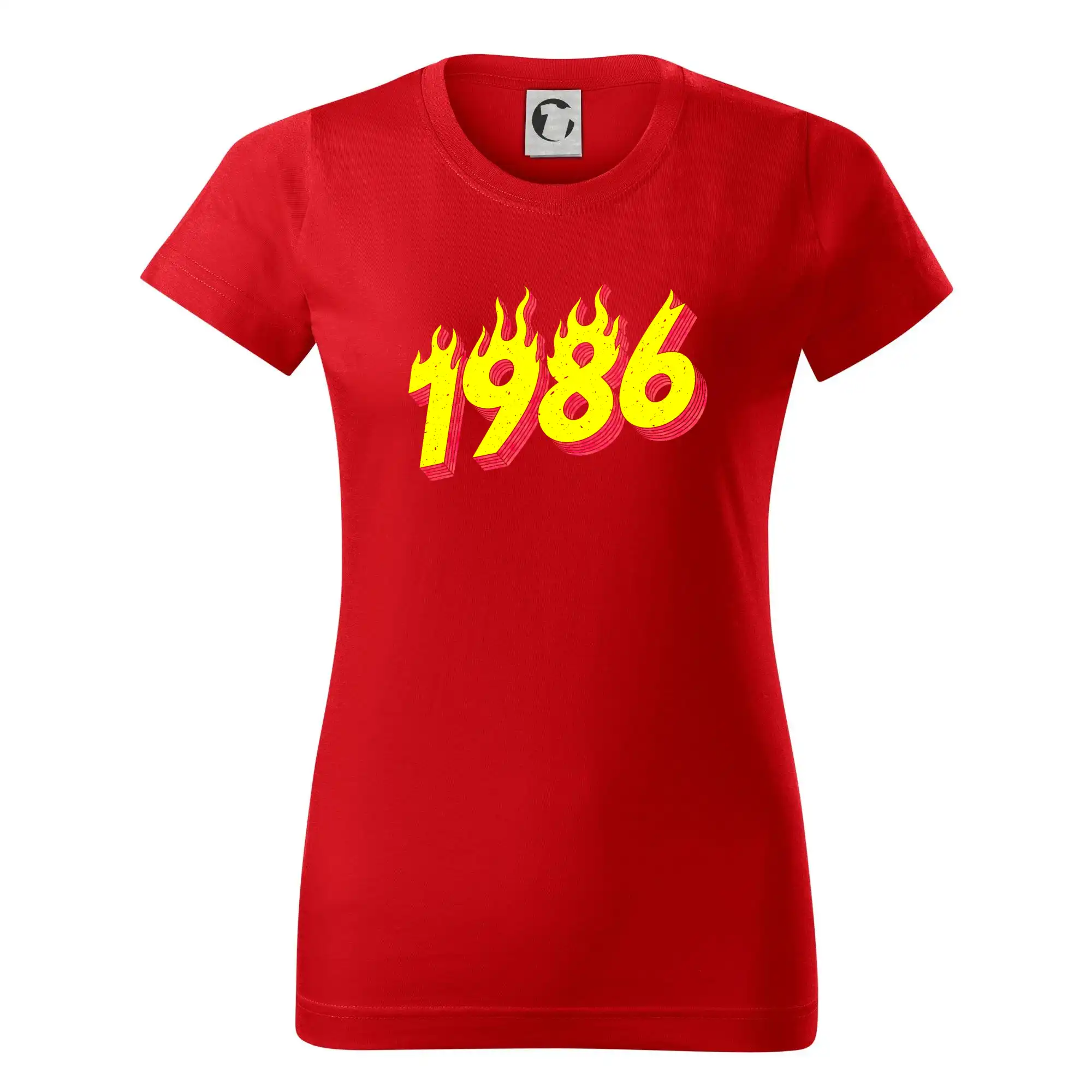 Trička s ročníkom 1986 - Narodeniny v ohni 1986 - Dámske tričko basic - ľahko voľnejšie a dlhšie