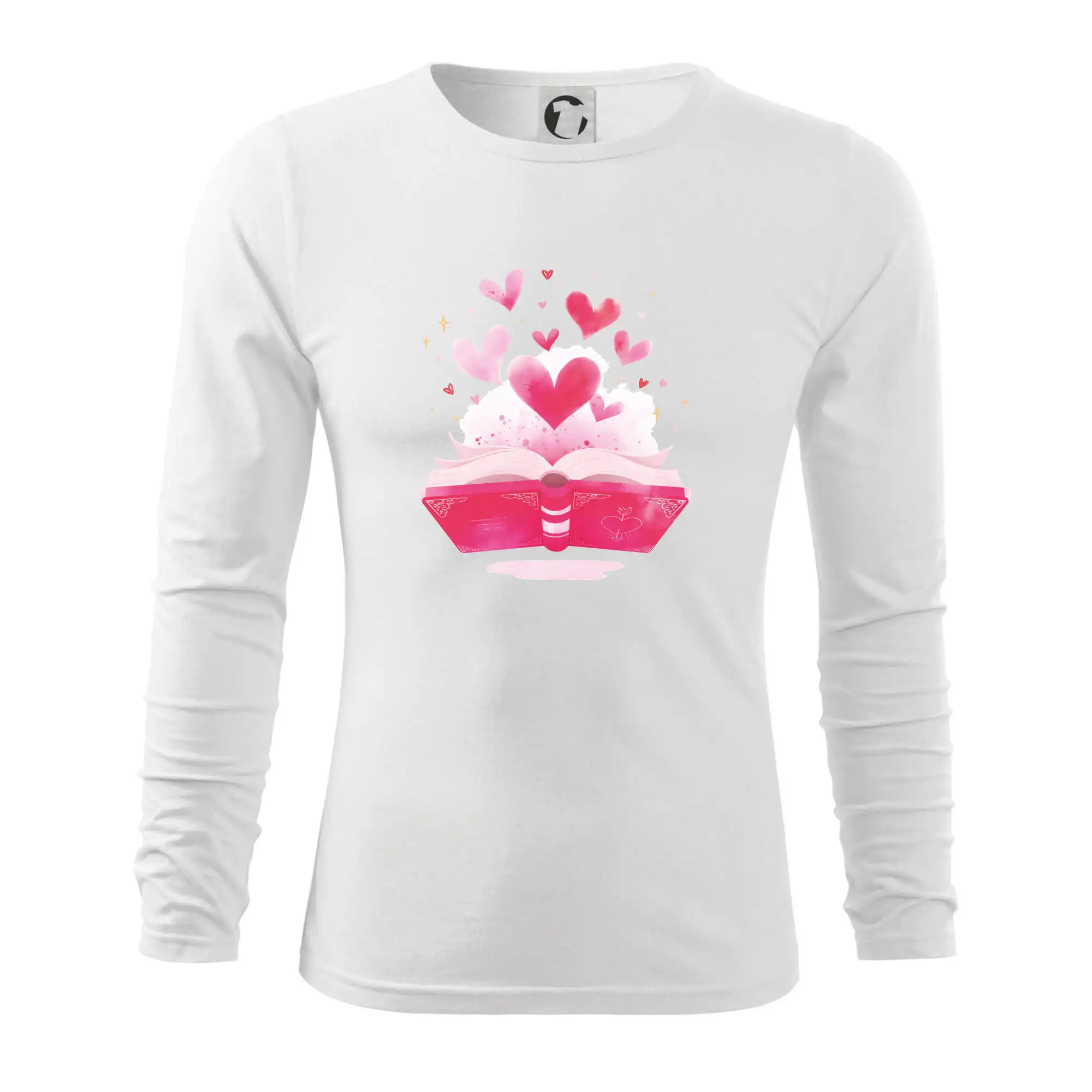 Tričká s motívom kníh pre milovníkov čítania a vône papiera - Knihy a srdiečka - Tričko s dlhým rukávom FIT-T long sleeve