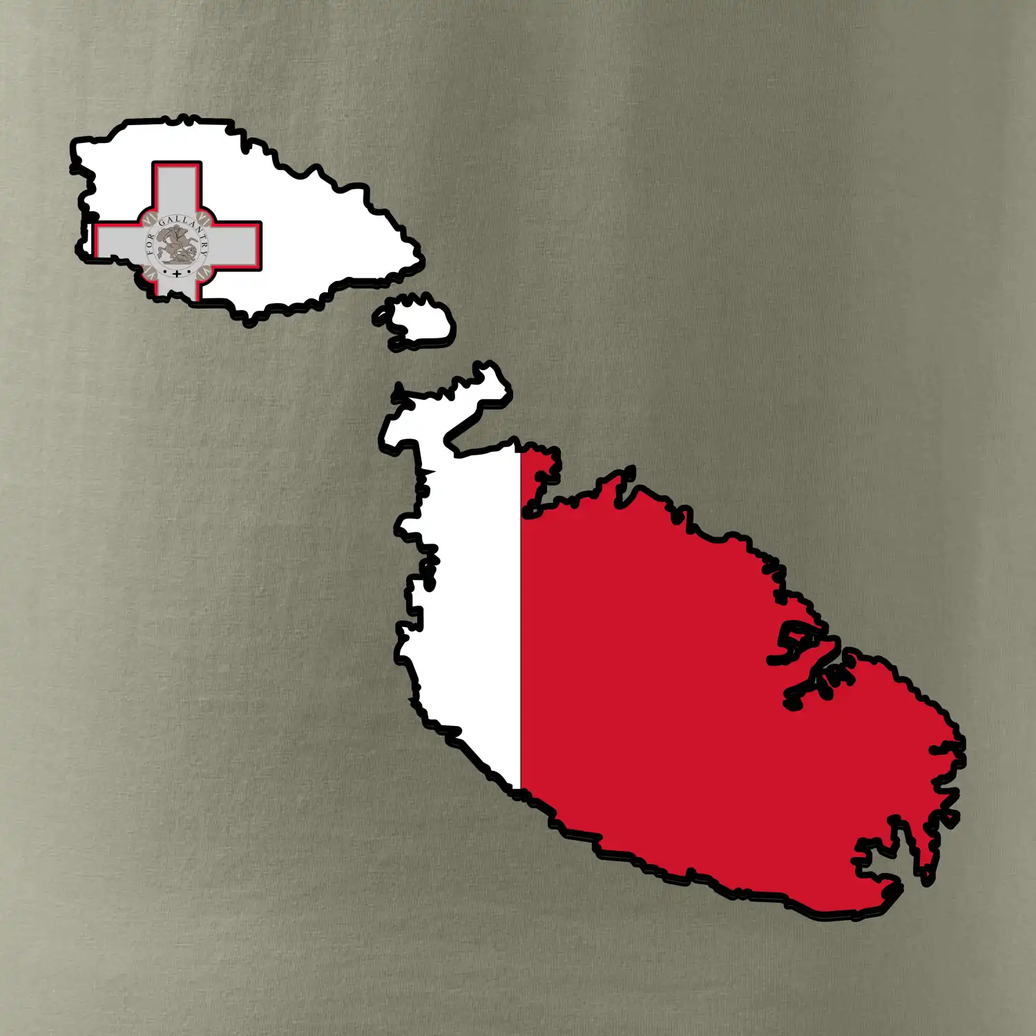 Mapa Malta s vlajkou