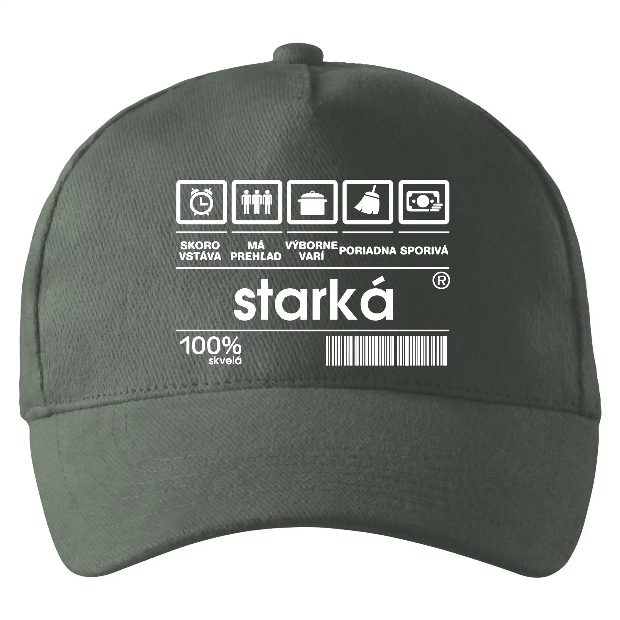 Čiarový kód - starká - Šiltovka so zahnutým šiltom a mosaznou sponou