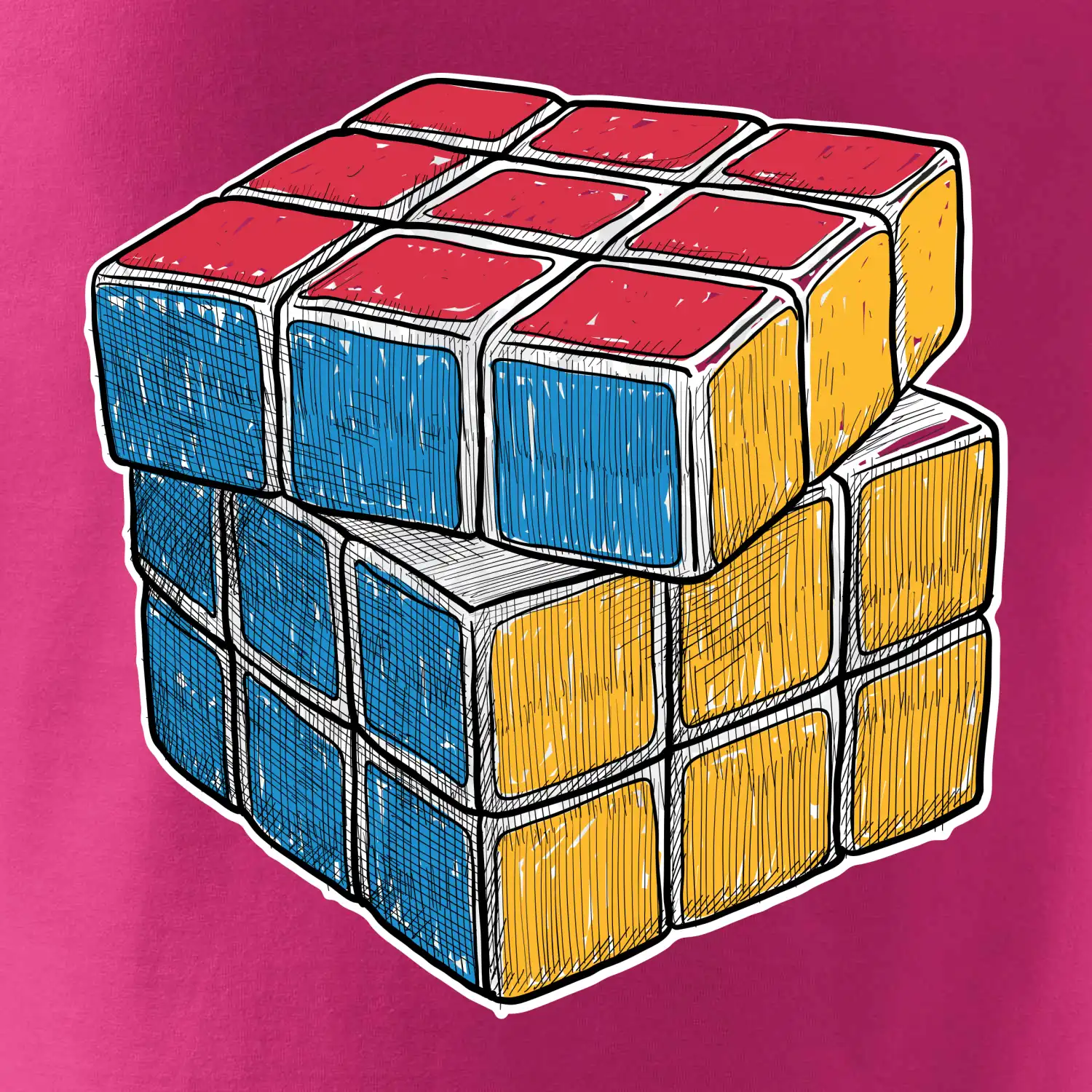 Rubikova kocka kreslená