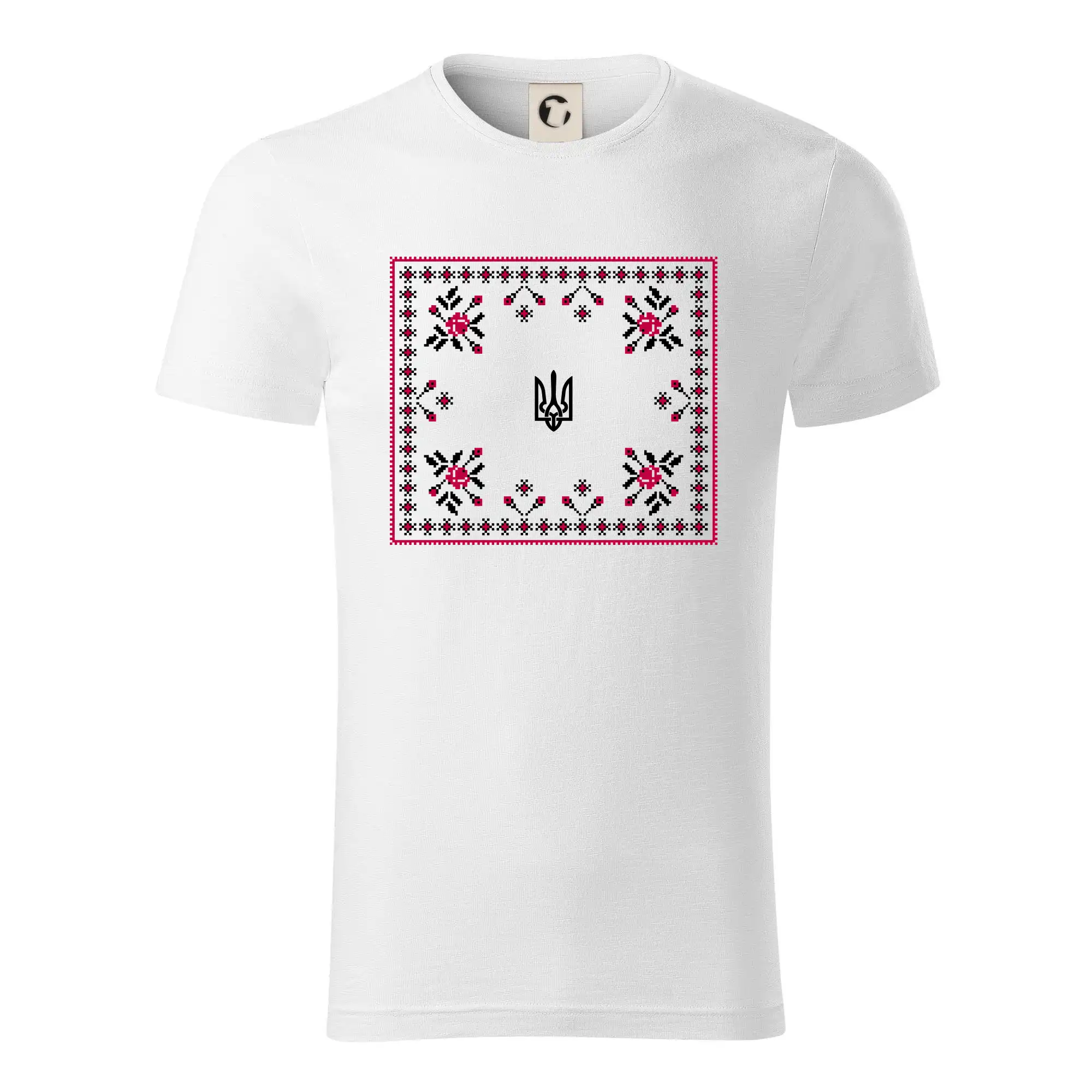 Tričká s vlajkou ukrajiny - Ukrajina Folklórny štvorec - Tričko z organickej bavlny