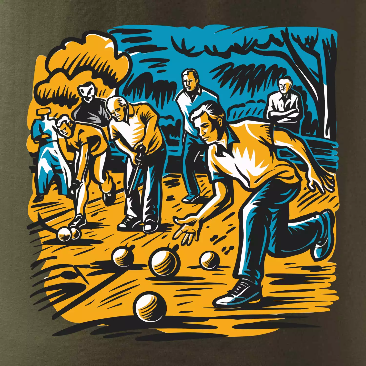 Petanque hra - modro oranžová