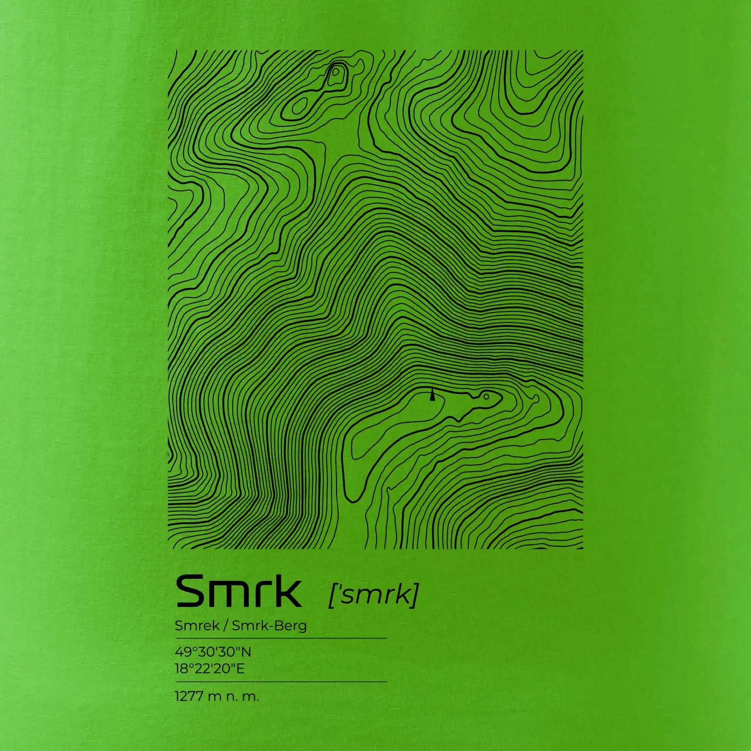 Smrk - vrstevnice v obdélníku