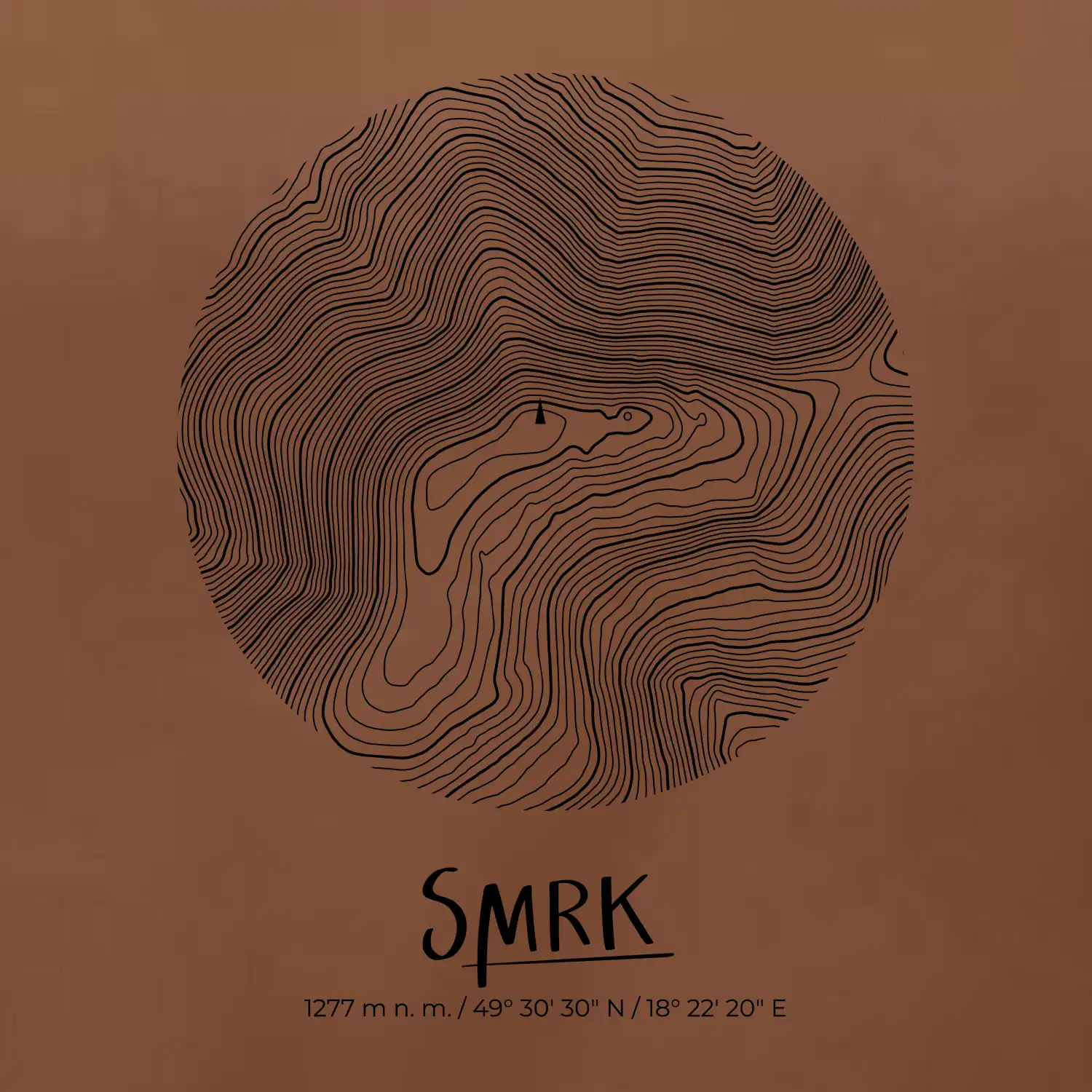 Smrk - vrstevnice v kruhu