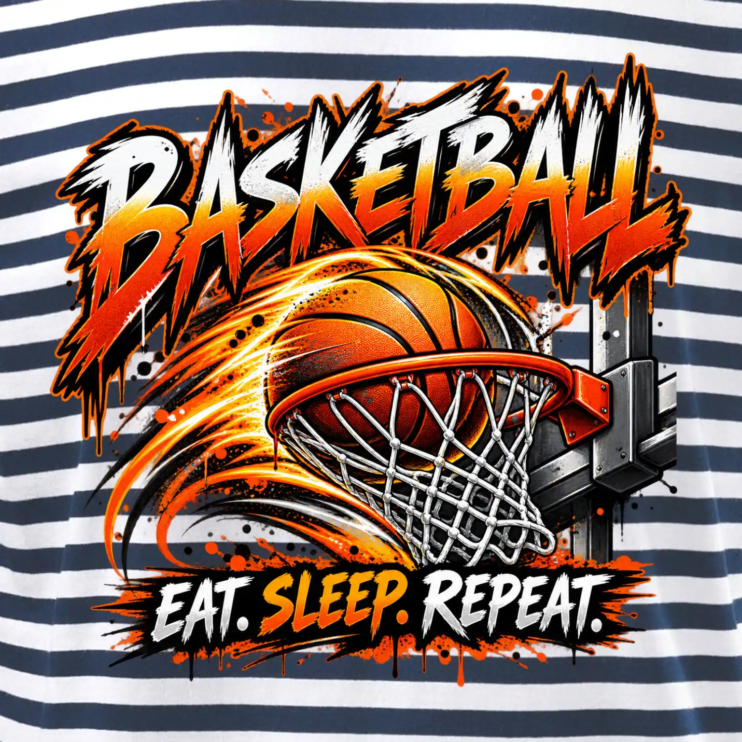 Basketbalový koš s míčem eat sleep repeat