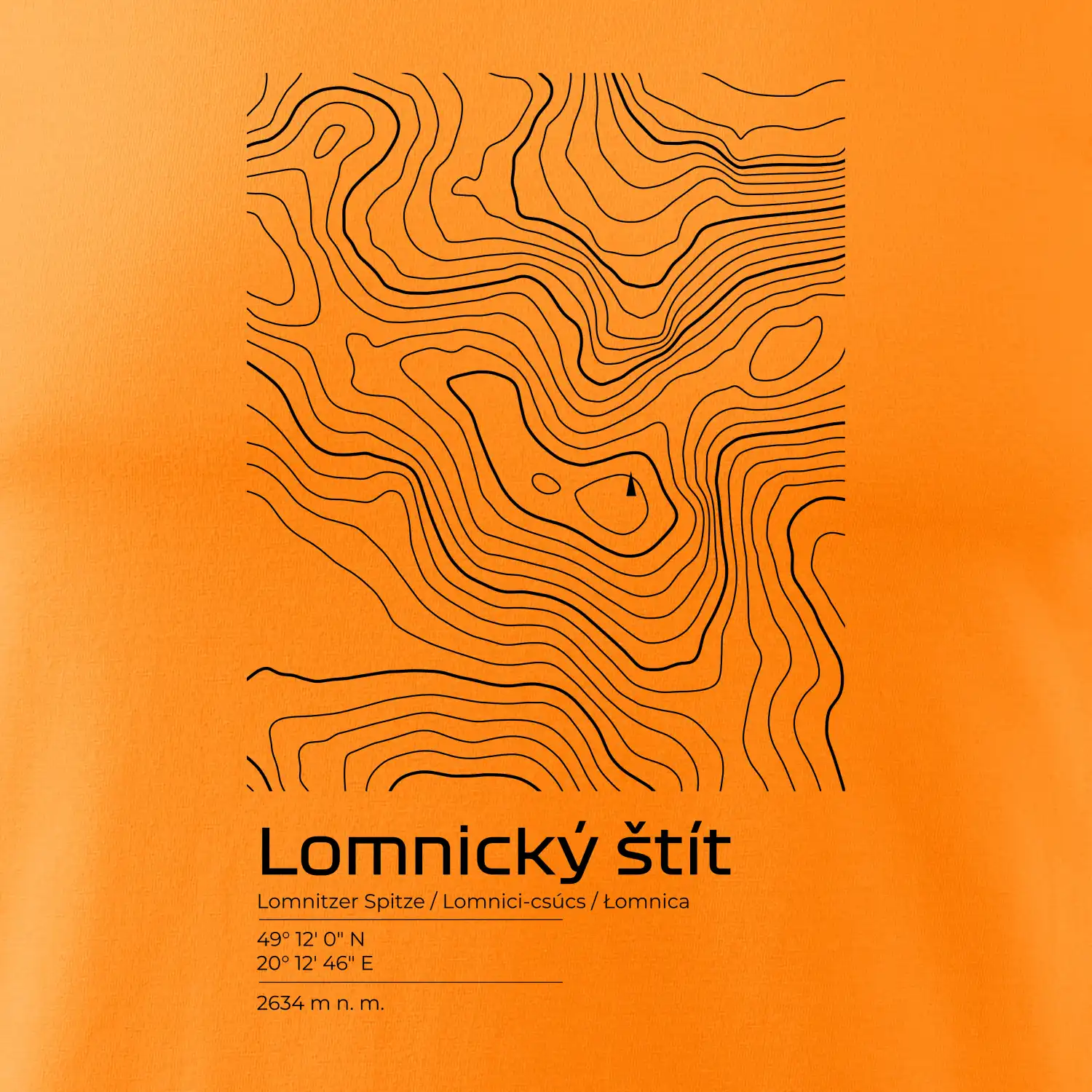 Lomnický štít - vrstevnice v obdélníku