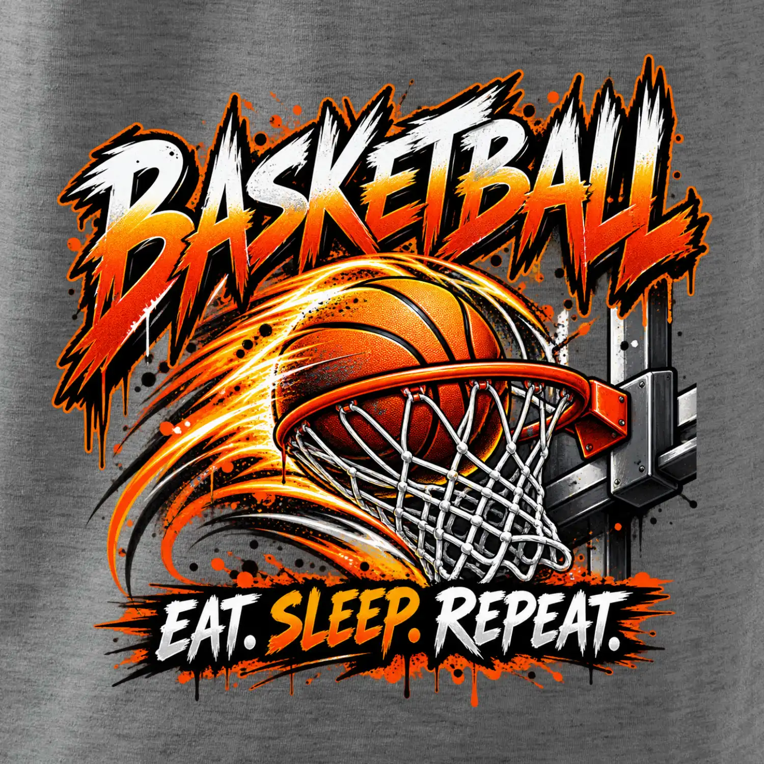 Basketbalový koš s míčem eat sleep repeat