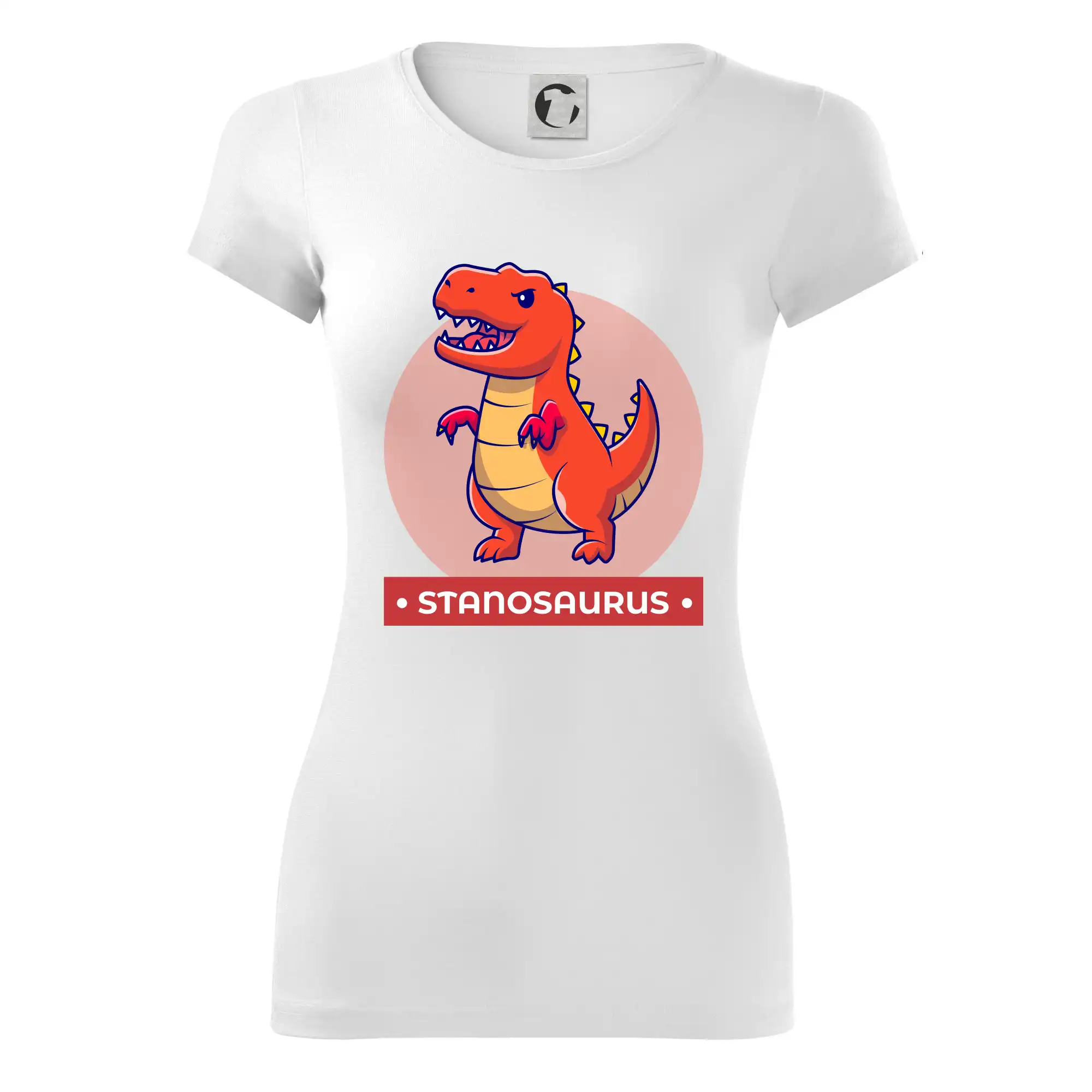 Detské tričká, mikiny a body s originálnymi potlačami | Veselé motívy pre chlapcov aj dievčatá - Dinosaurie mená - oranžový dinosaurus - Dámske tričko Glance - Priliehavejší strih