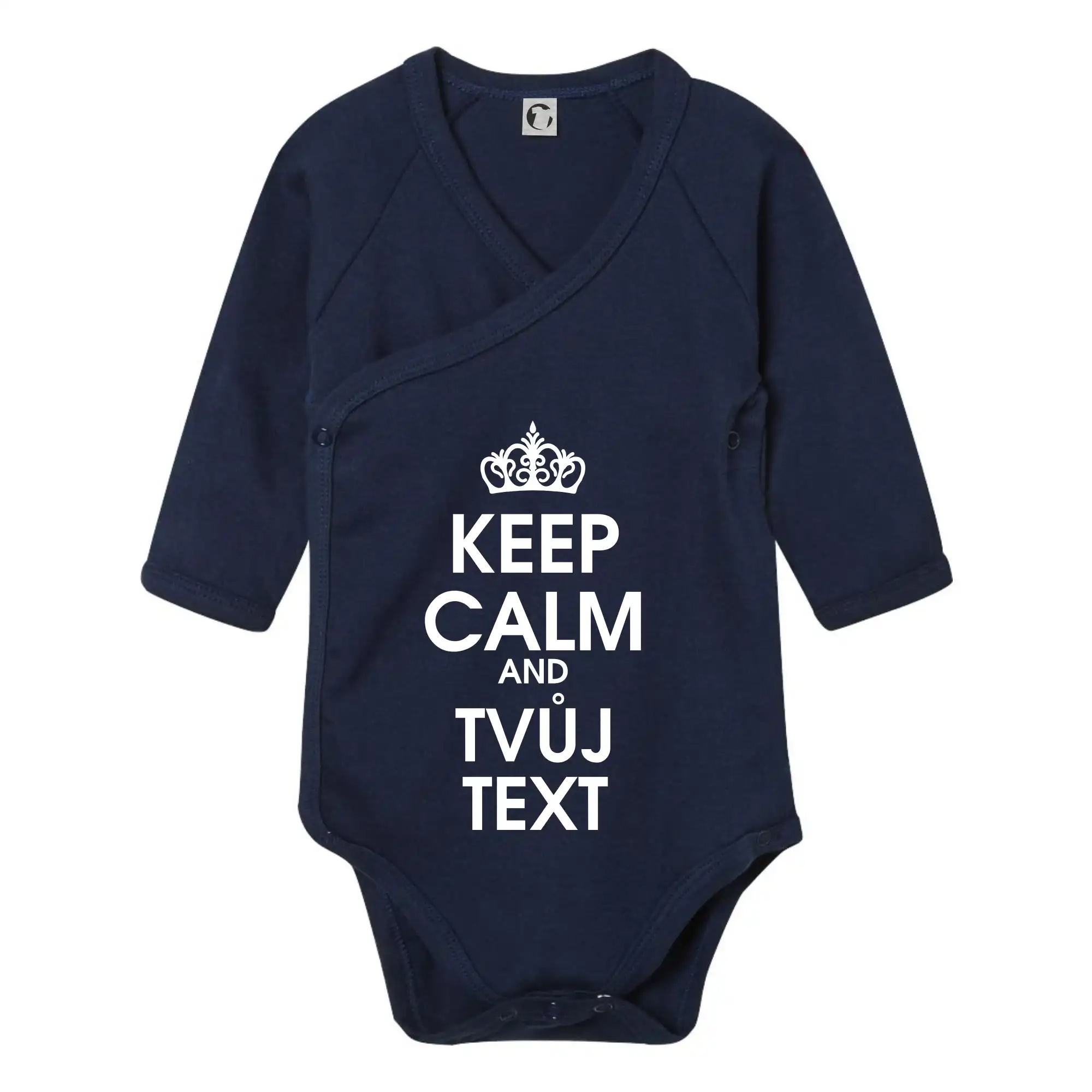 Tričká na párty - Keep calm - váš text - Body zavinovacie s dlhým rukávom