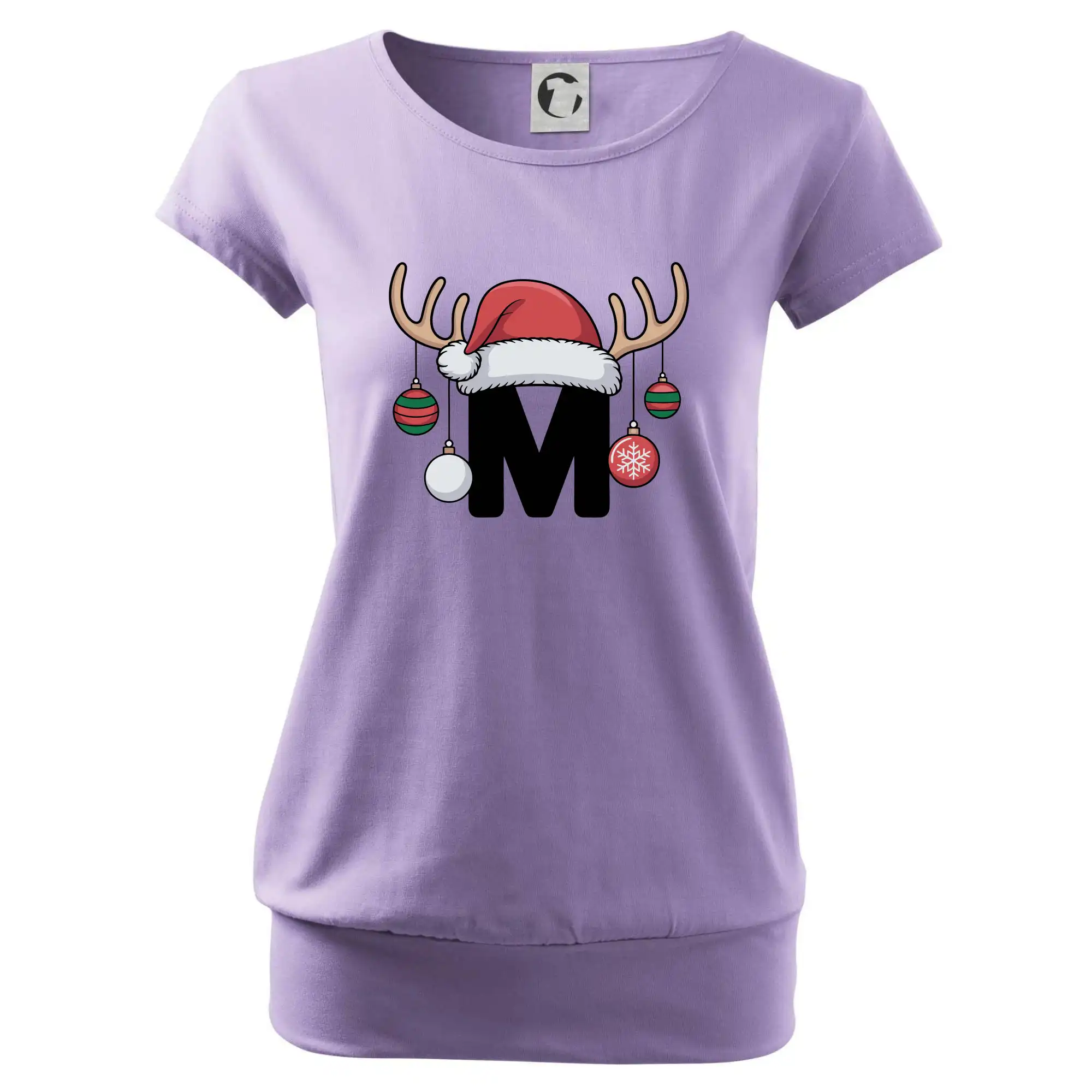 Vianočné tričká - Vianočné rodinné tričká - písmeno a čiapka - Voľné tričko city