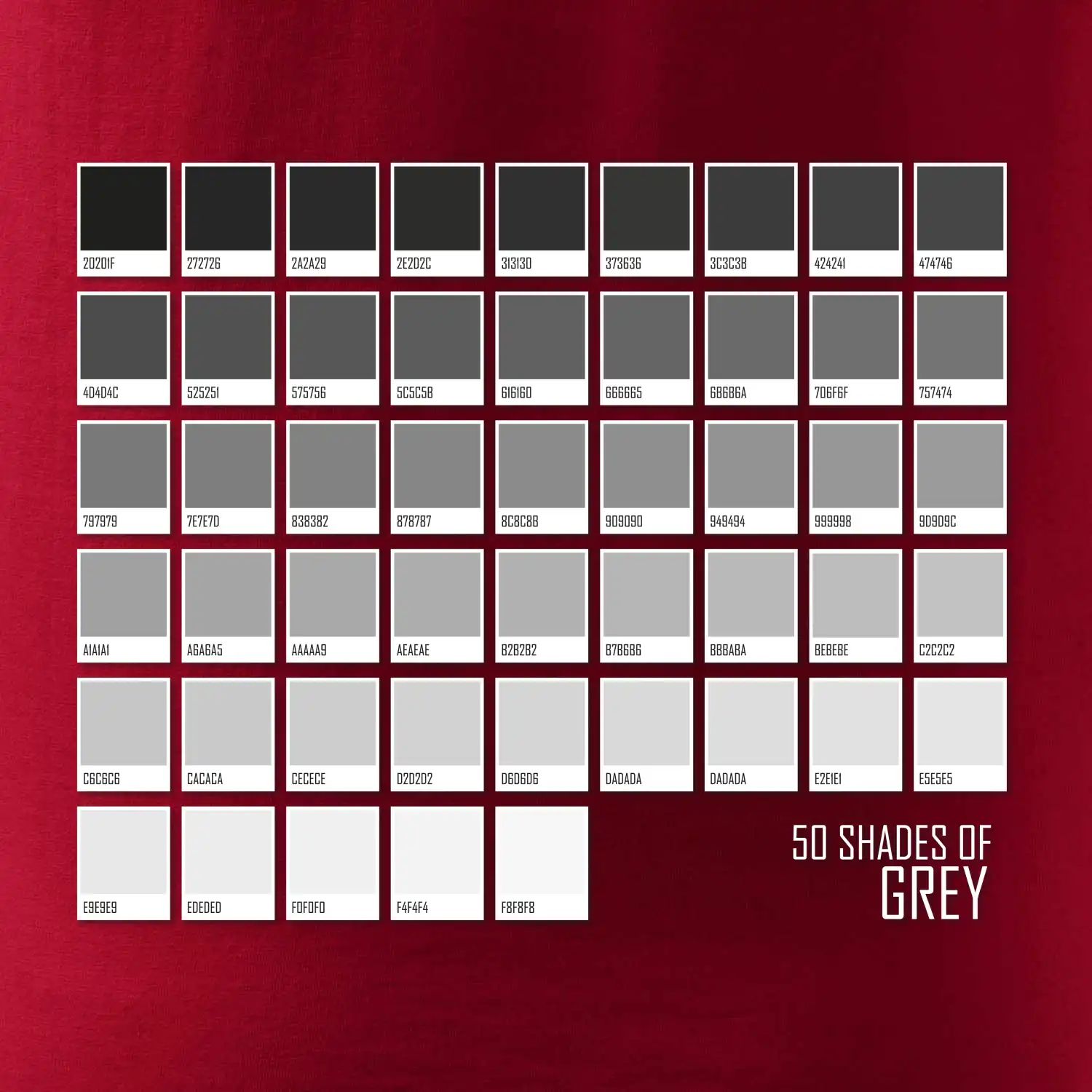 50 barevných odstínů šedi