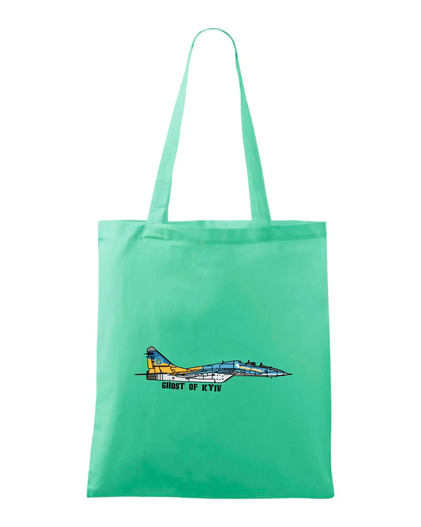 Tričká s vlajkou ukrajiny - Mig 29 Fulcrum Blue-Yellow - Ghost of Kyiv - Taška bavlnená