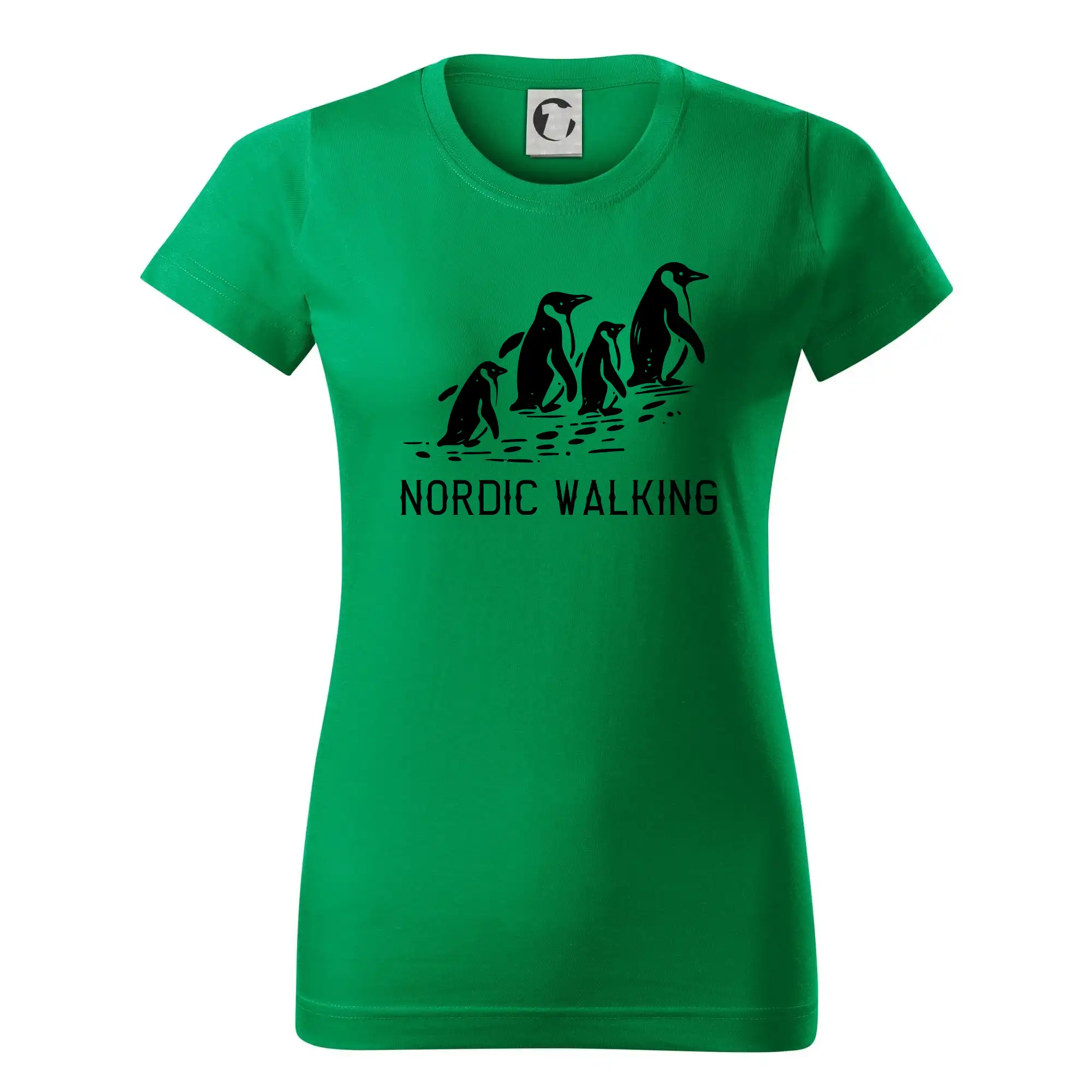 Trička pre cestovateľov - Nordic walking tučniaky - vintage - Dámske tričko basic - ľahko voľnejšie a dlhšie