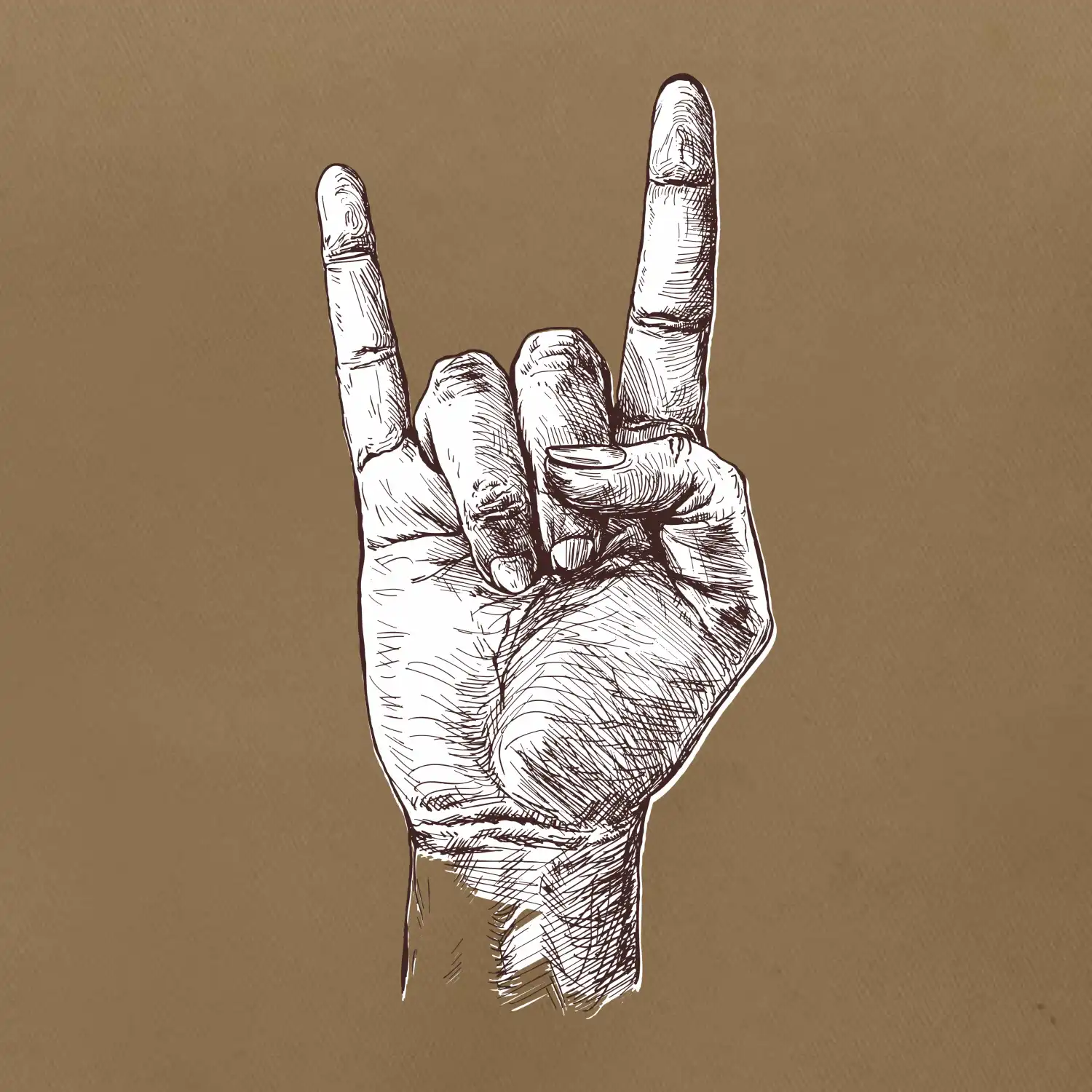 Rocková ruka kreslená