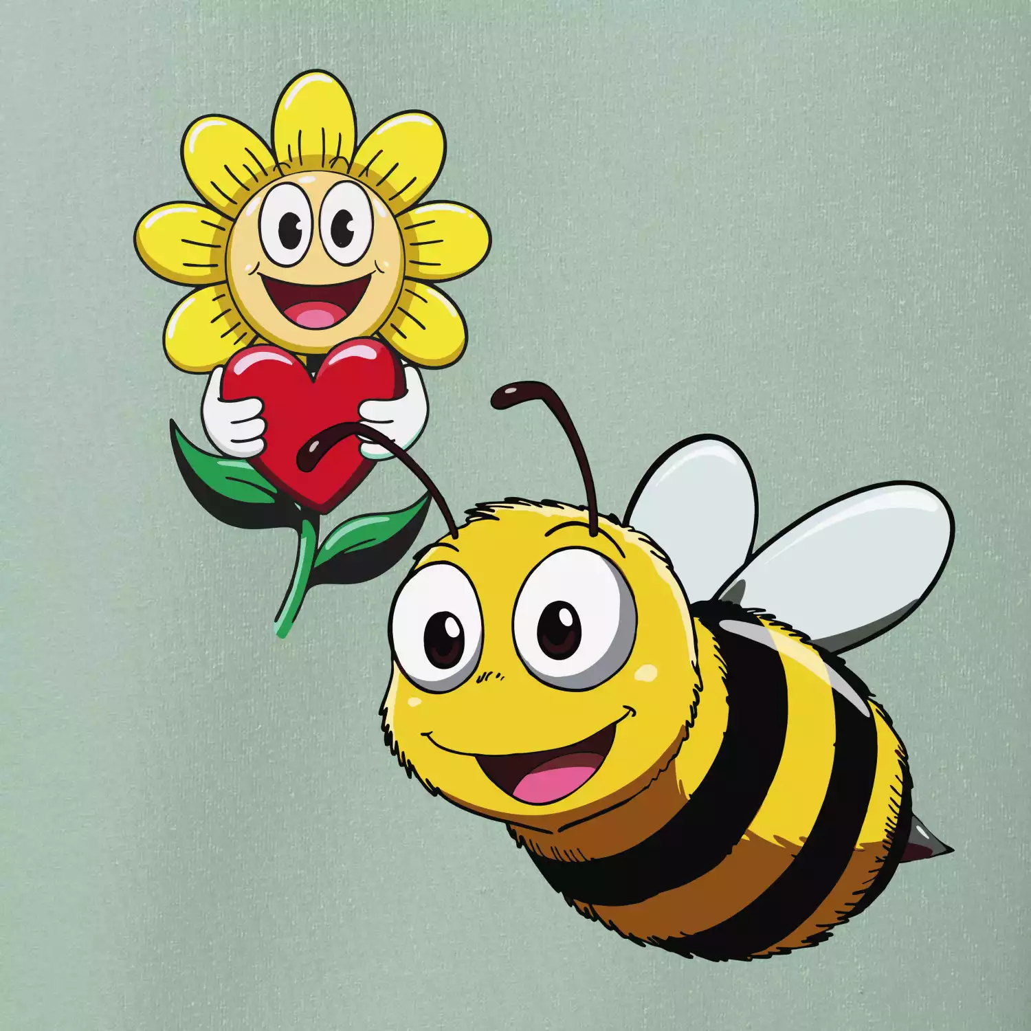 Parové triko - Včela a květina