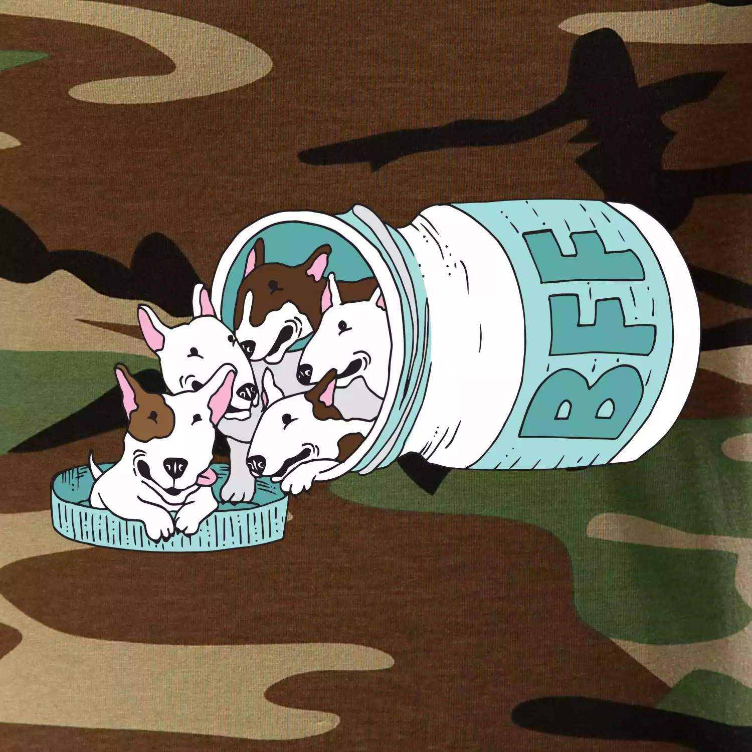 Bullterrier Friends Forever zelené (Pecka design)